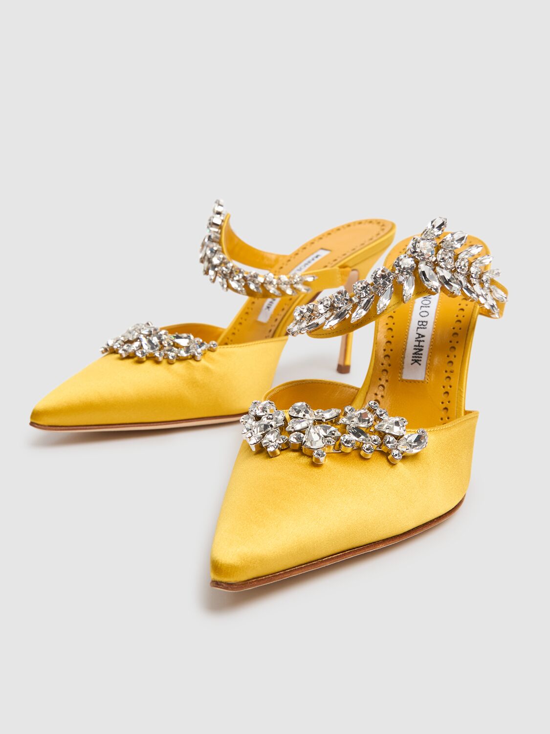 Elegant high-heeled yellow mules