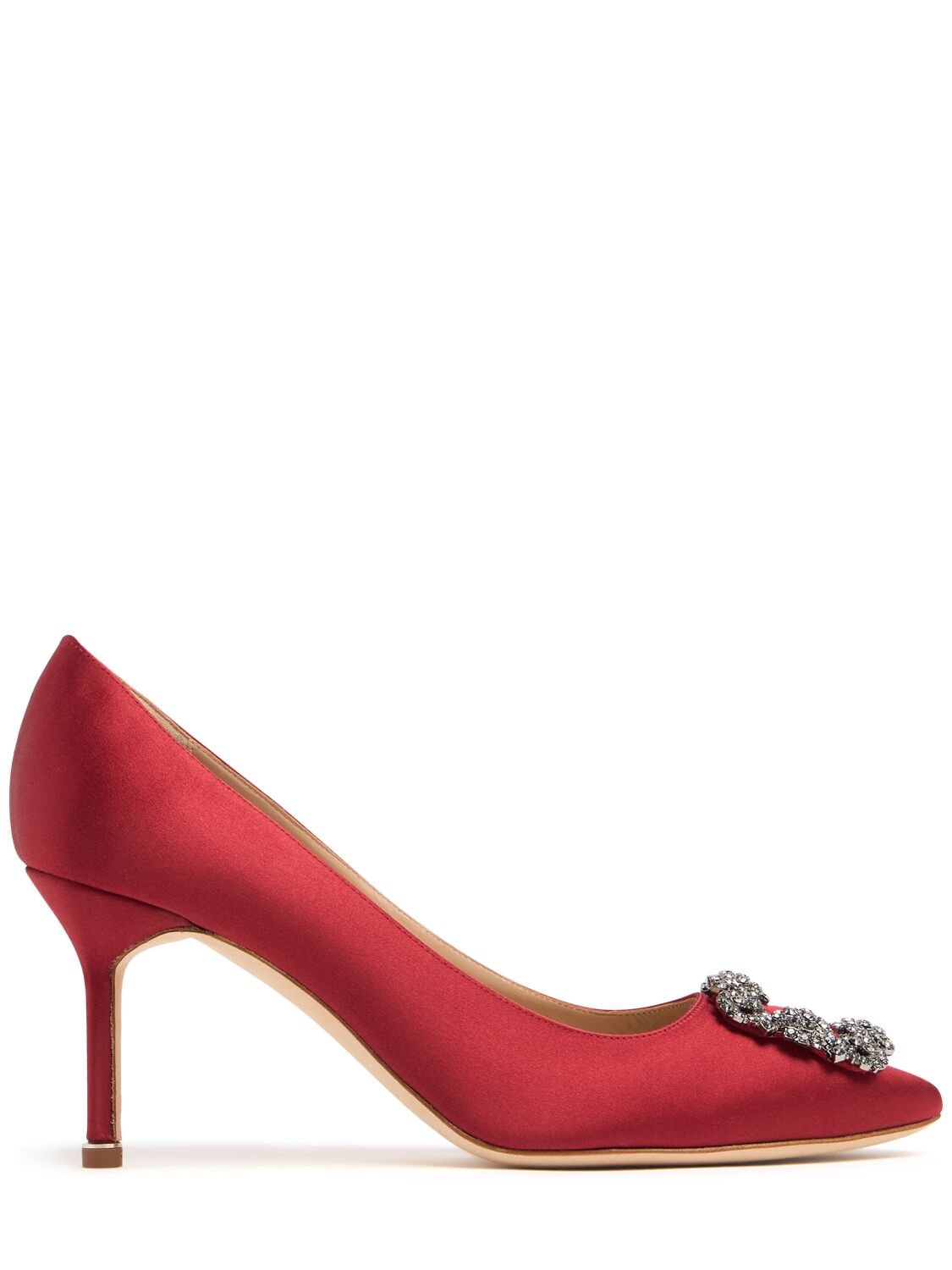 Elegant red décolleté shoe with high heel