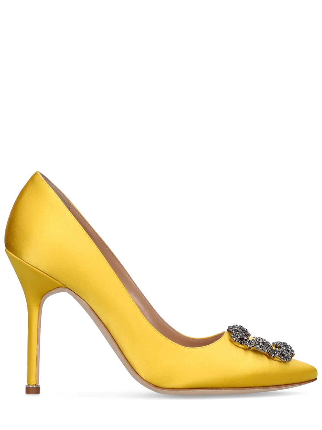 Elegant yellow high-heeled décolleté