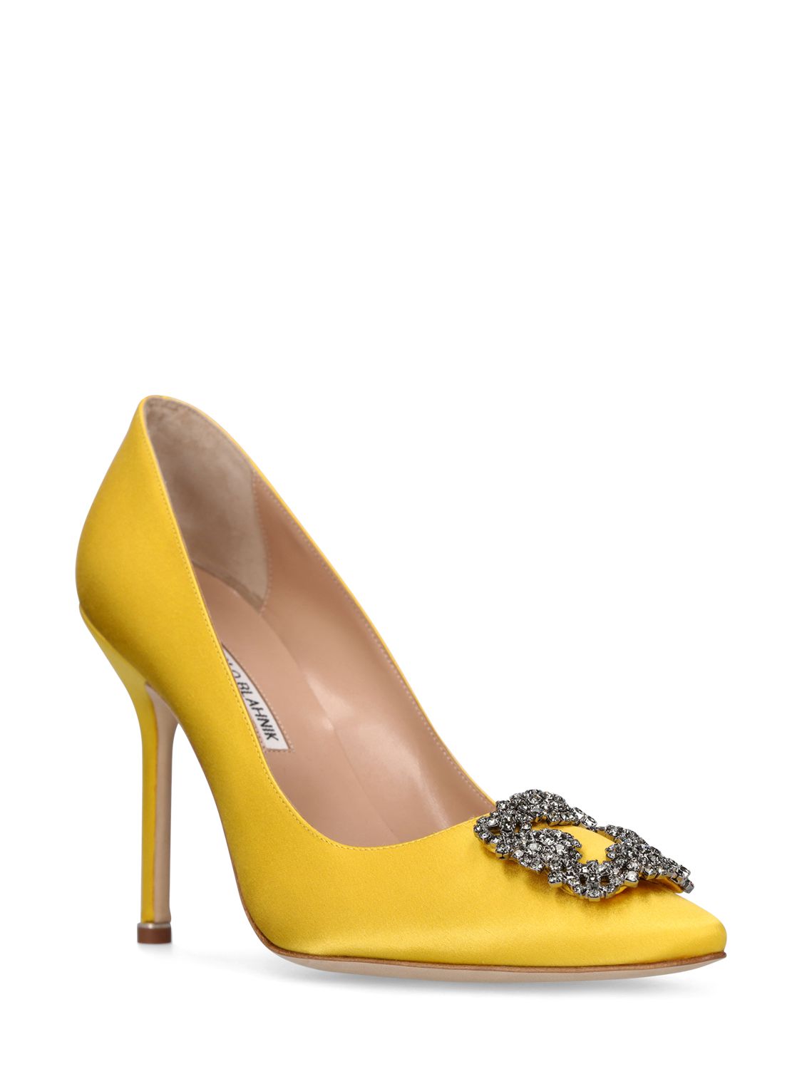 Elegant yellow high-heeled décolleté