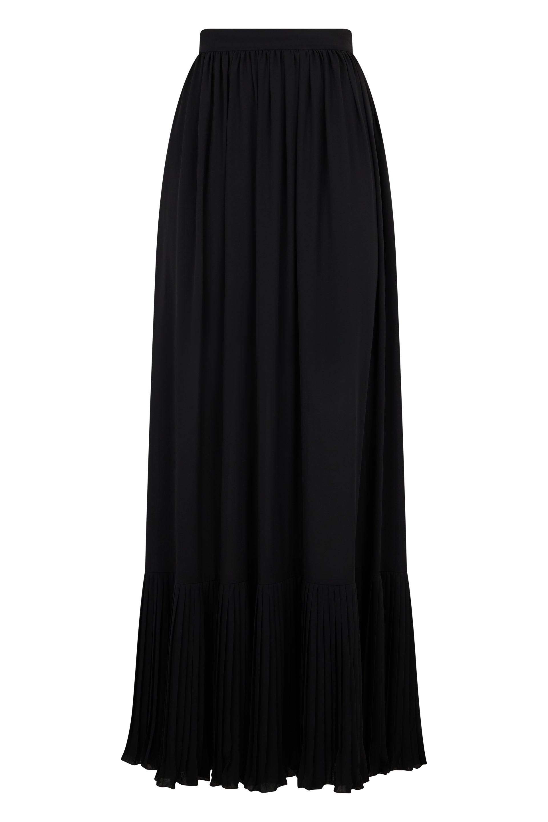 Elegant long skirt in black fabric.
