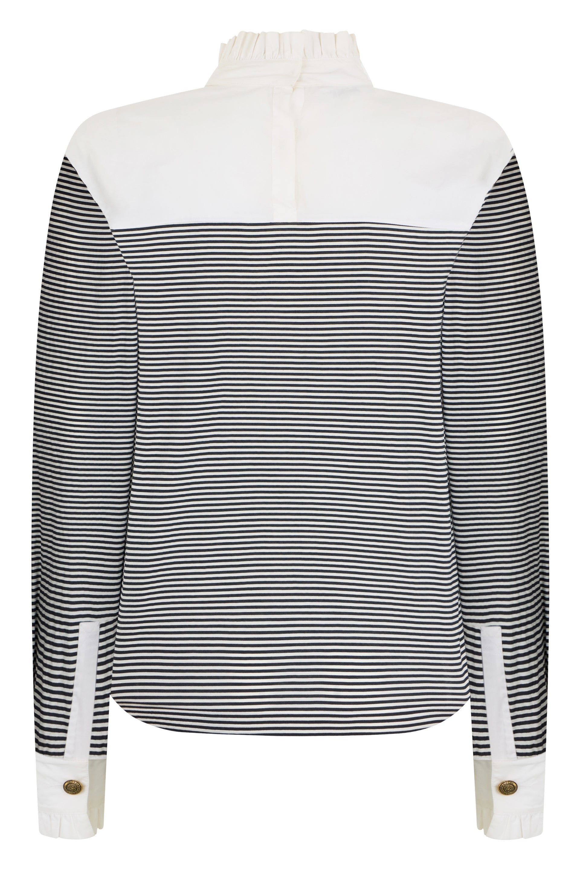 White striped top with elegant white collar.