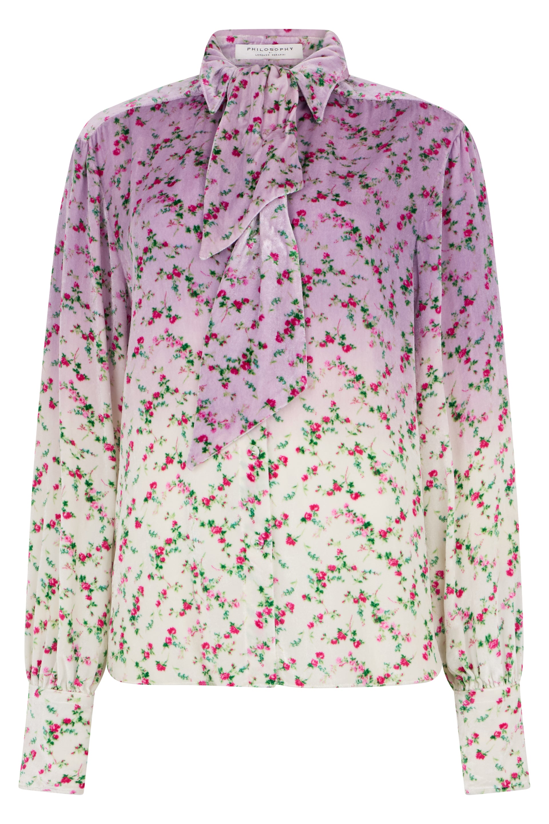 Faded floral shirt with an elegant collar.