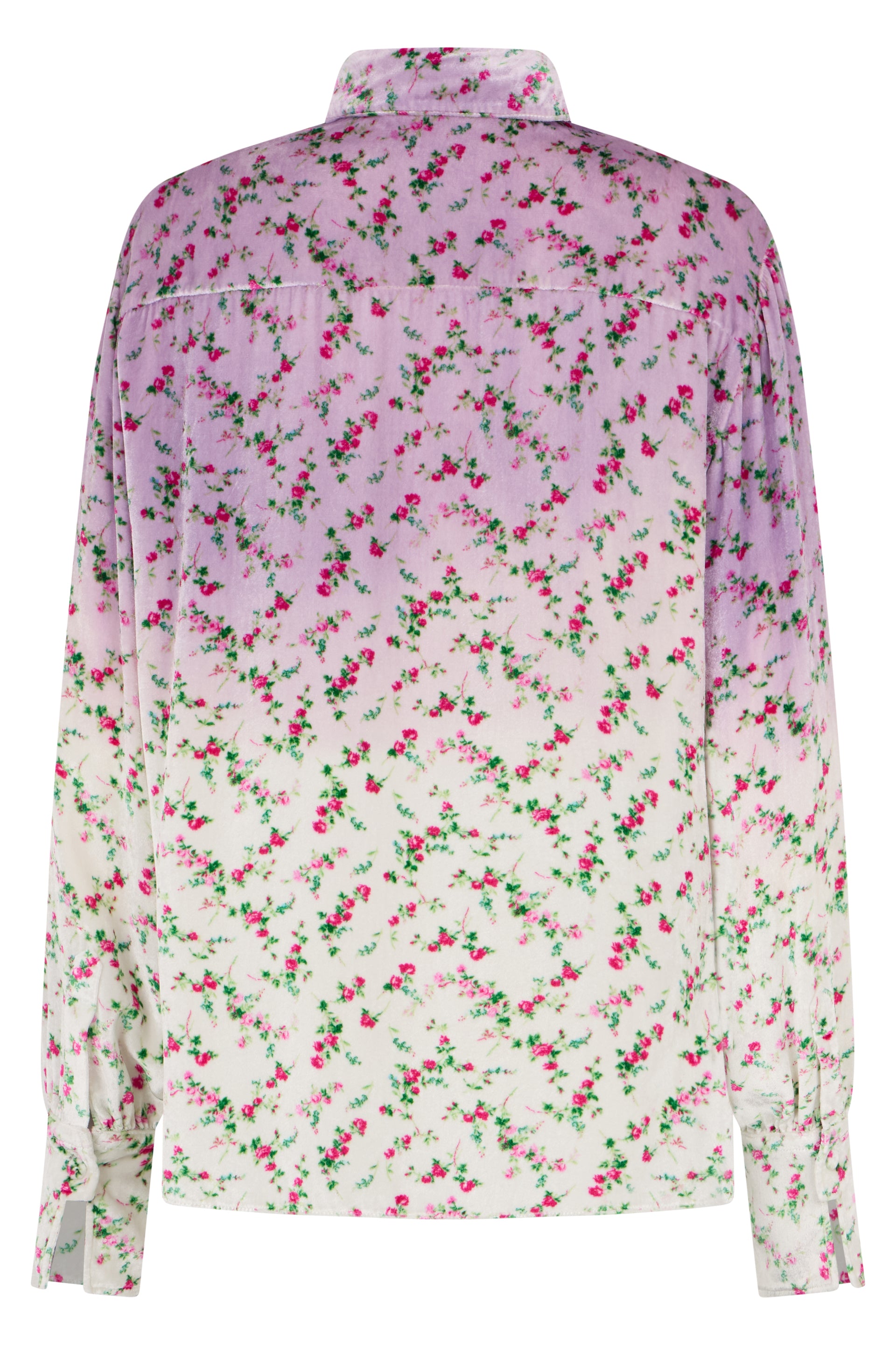 Faded floral shirt with an elegant collar.