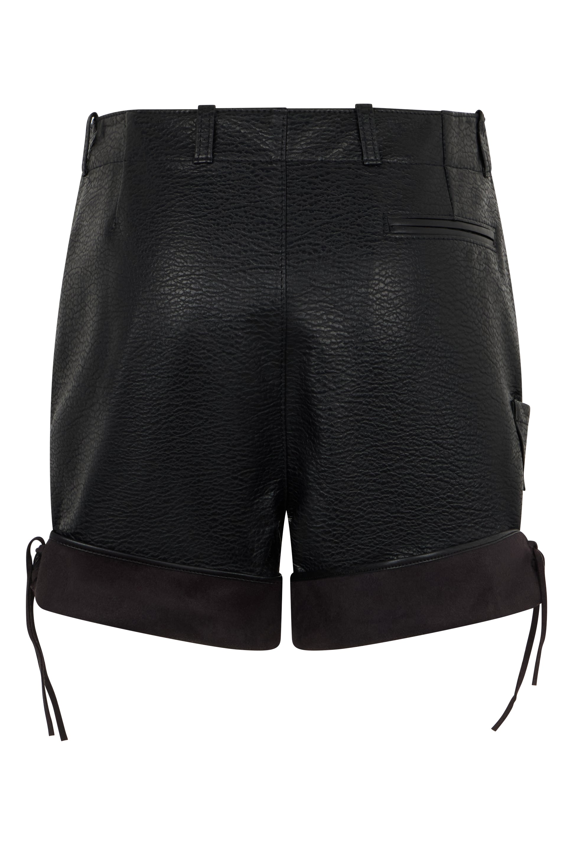 Black shorts in eco-leather high waist.