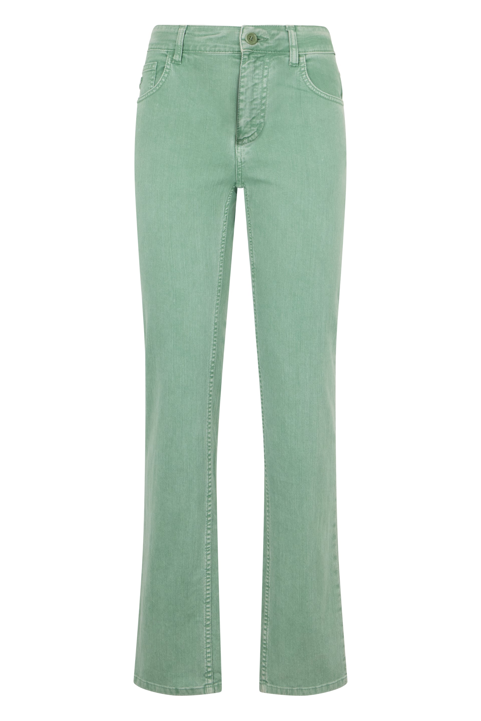 Flared denim pants in green with a casual and versatile design.