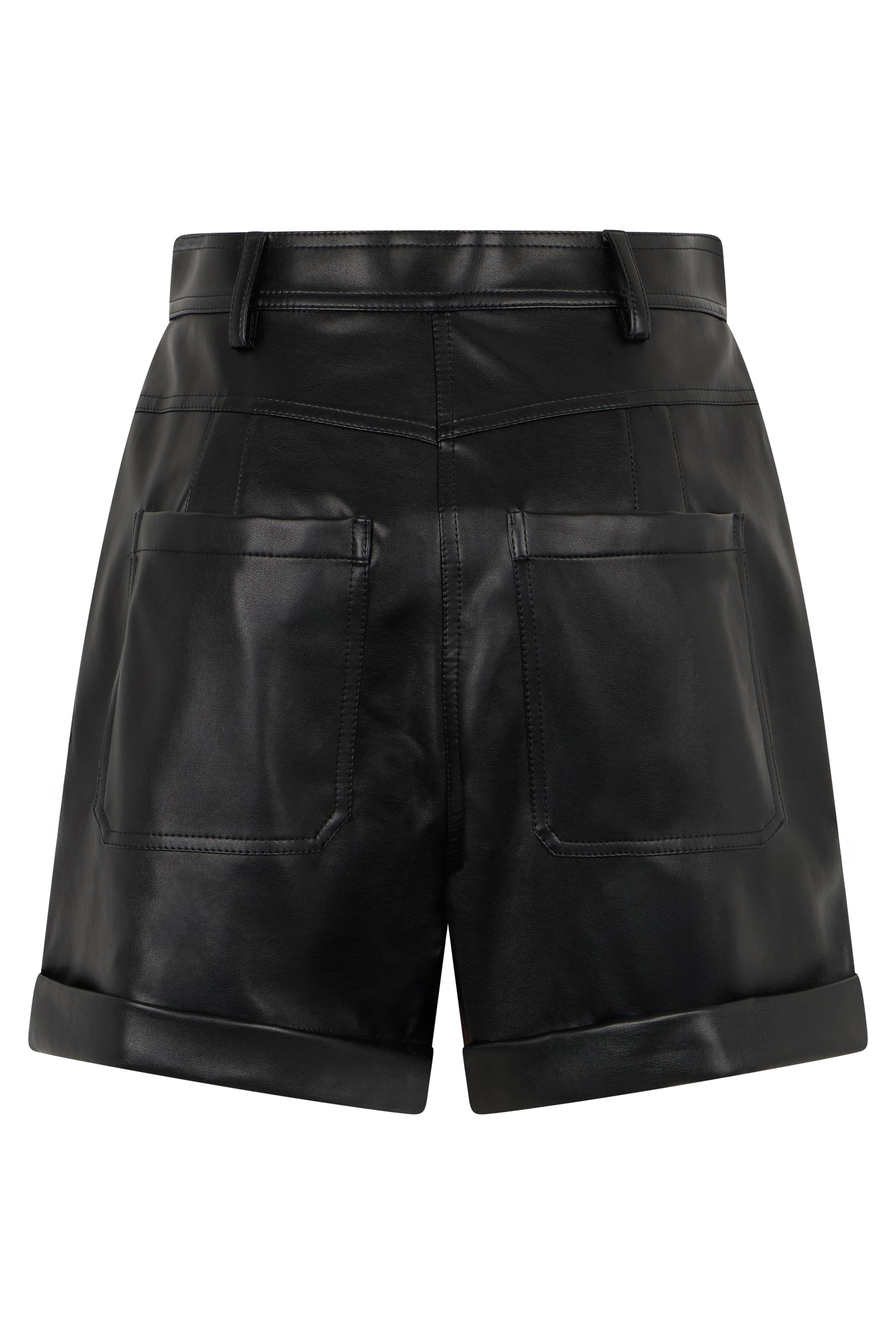 Black short pants in eco-leather with a casual and versatile design.