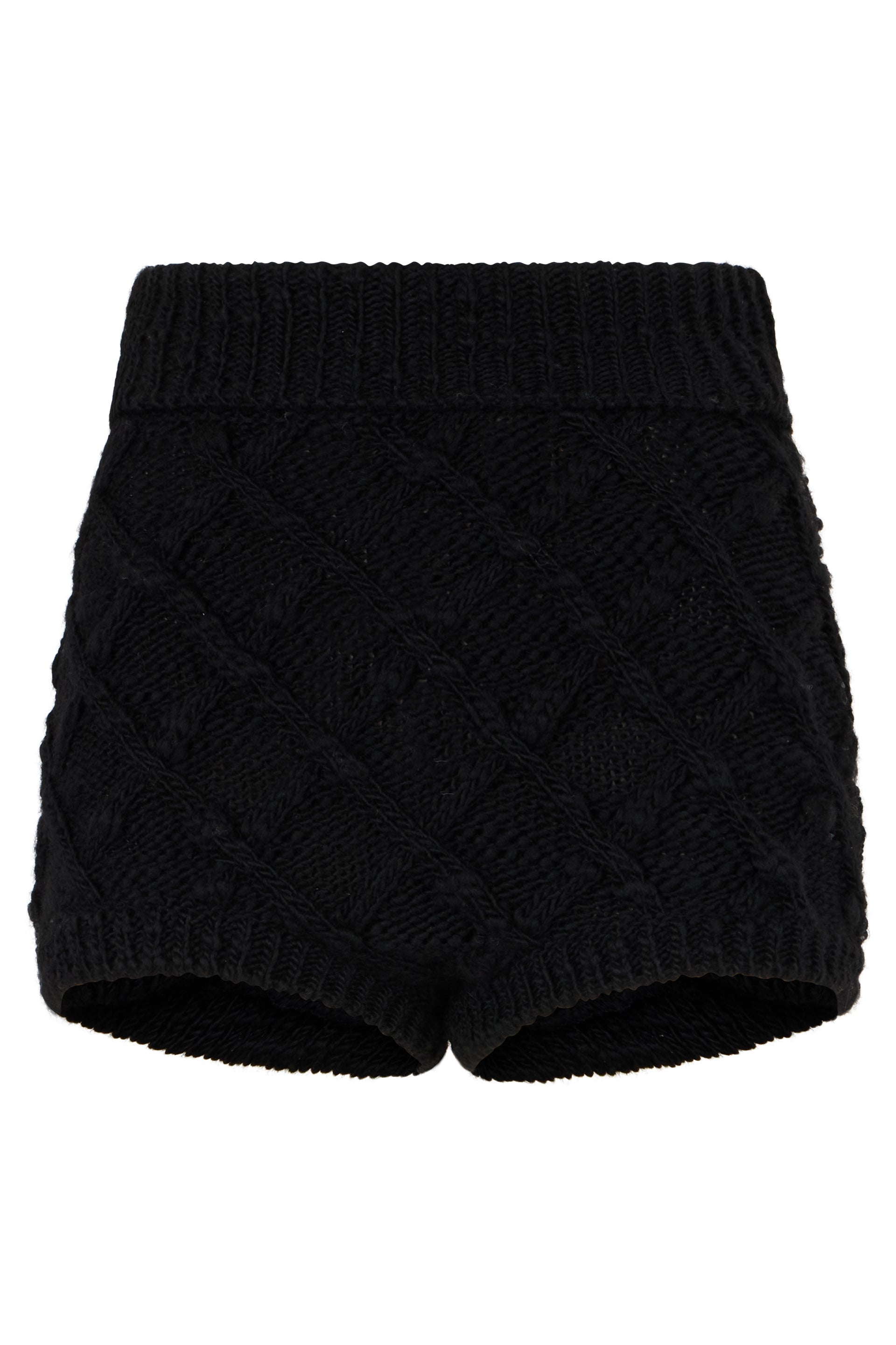 Black knit shorts with casual design.