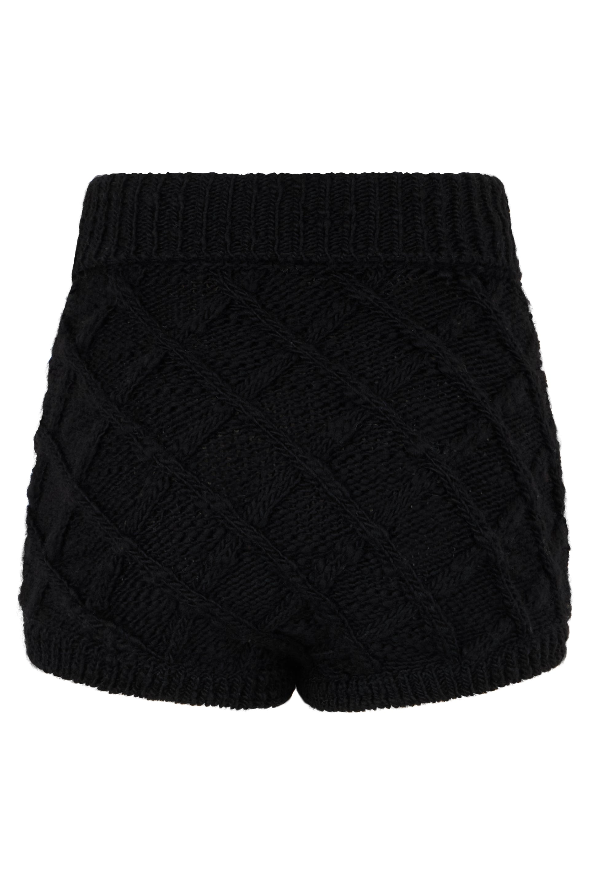 Black knit shorts with casual design.