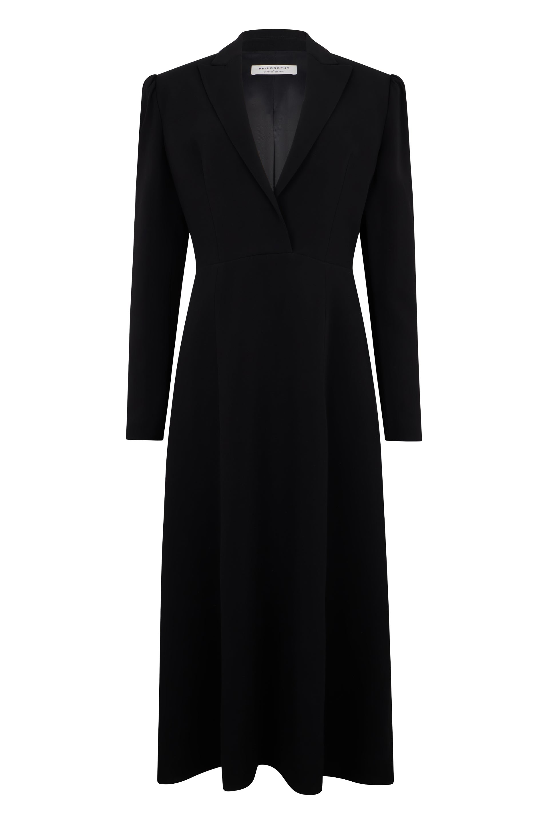 Long black dress with minimal and elegant design.