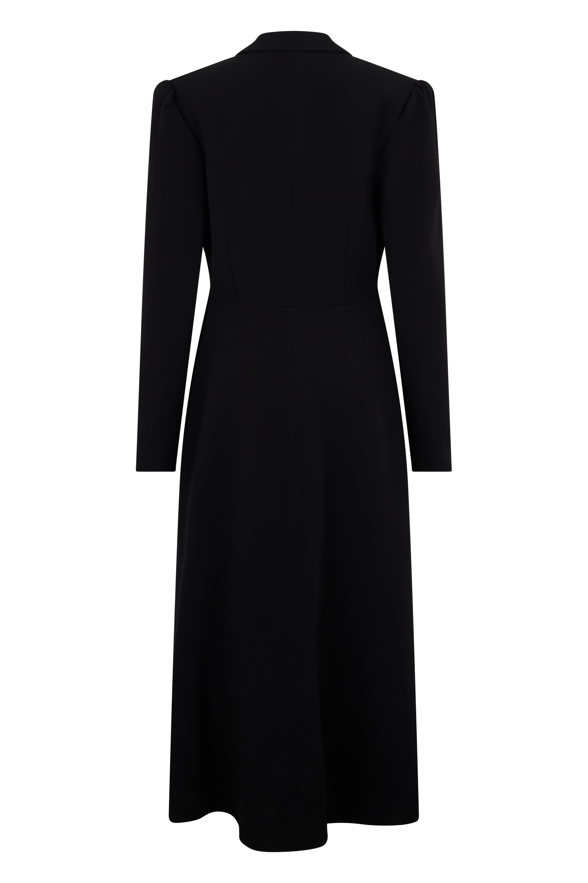 Long black dress with minimal and elegant design.