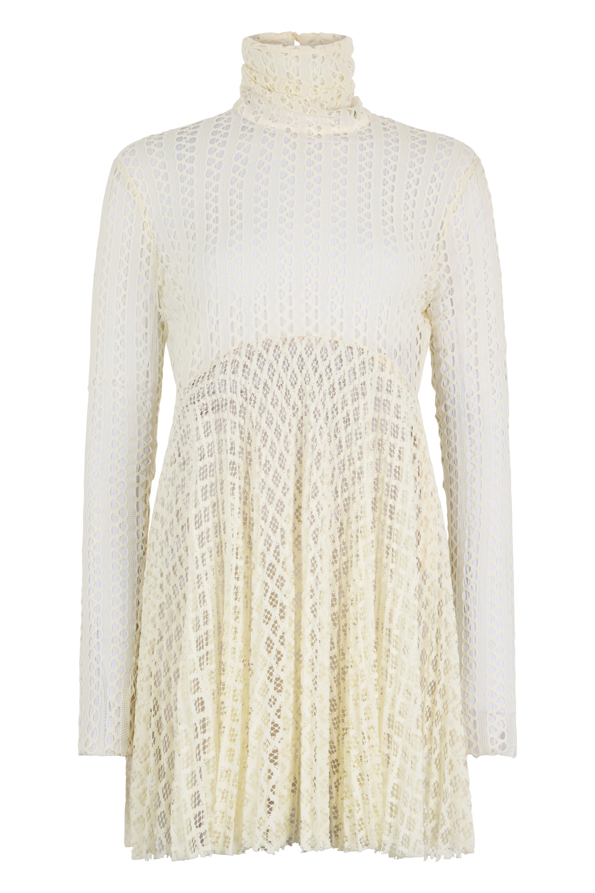 Elegant and feminine dress in cream color with long sleeves.