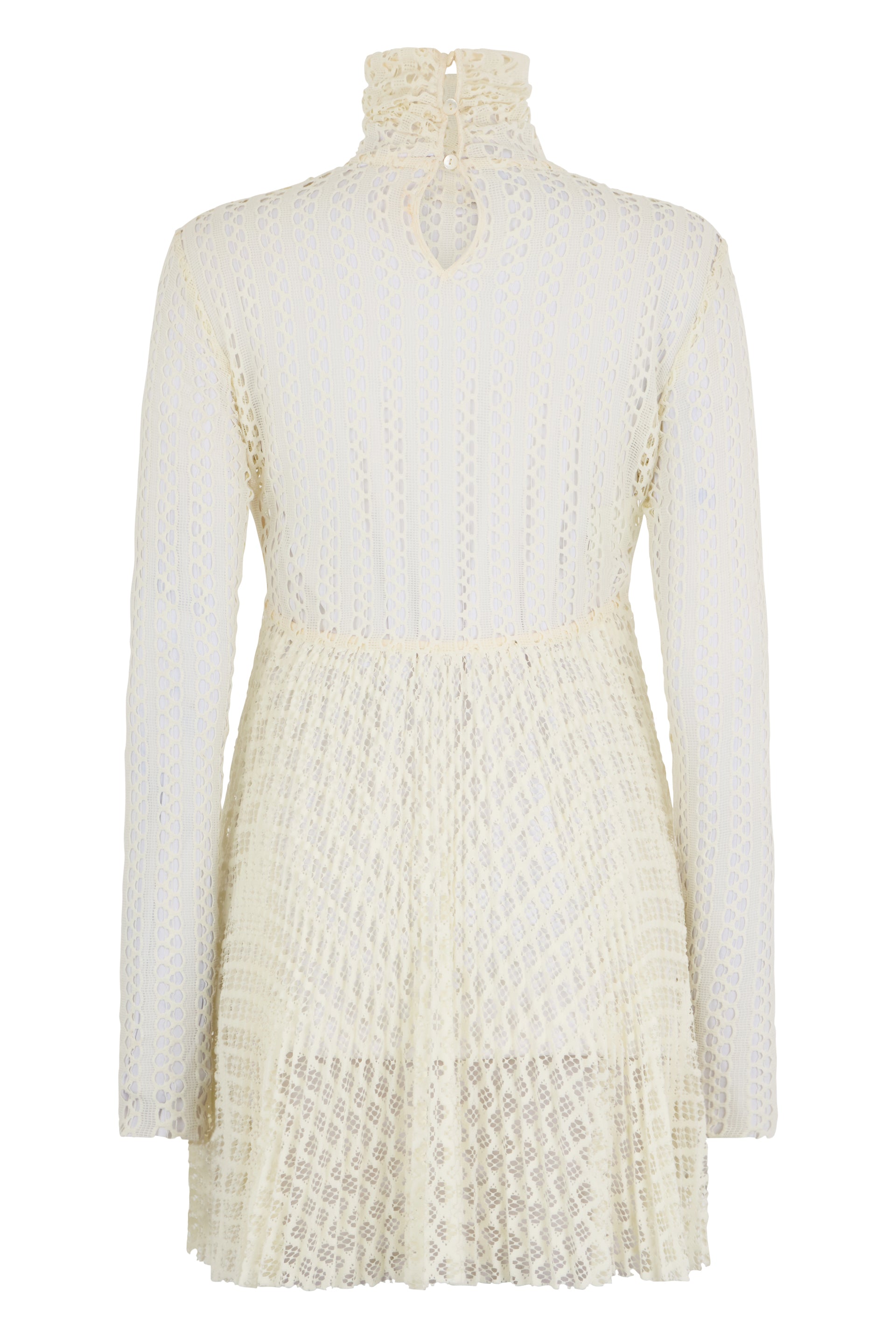 Elegant and feminine dress in cream color with long sleeves.
