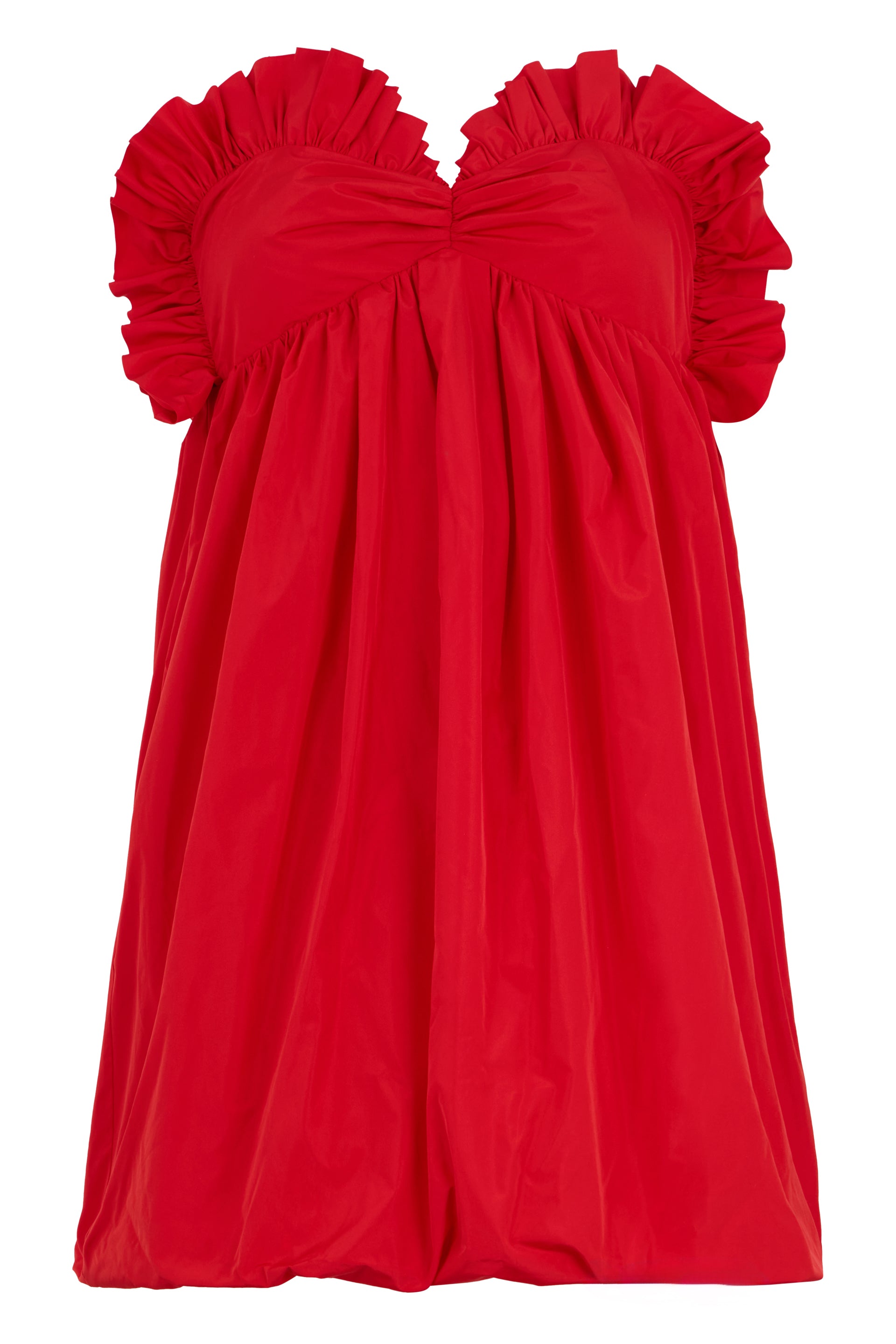 Red mini dress without sleeves, elegant and flowy.