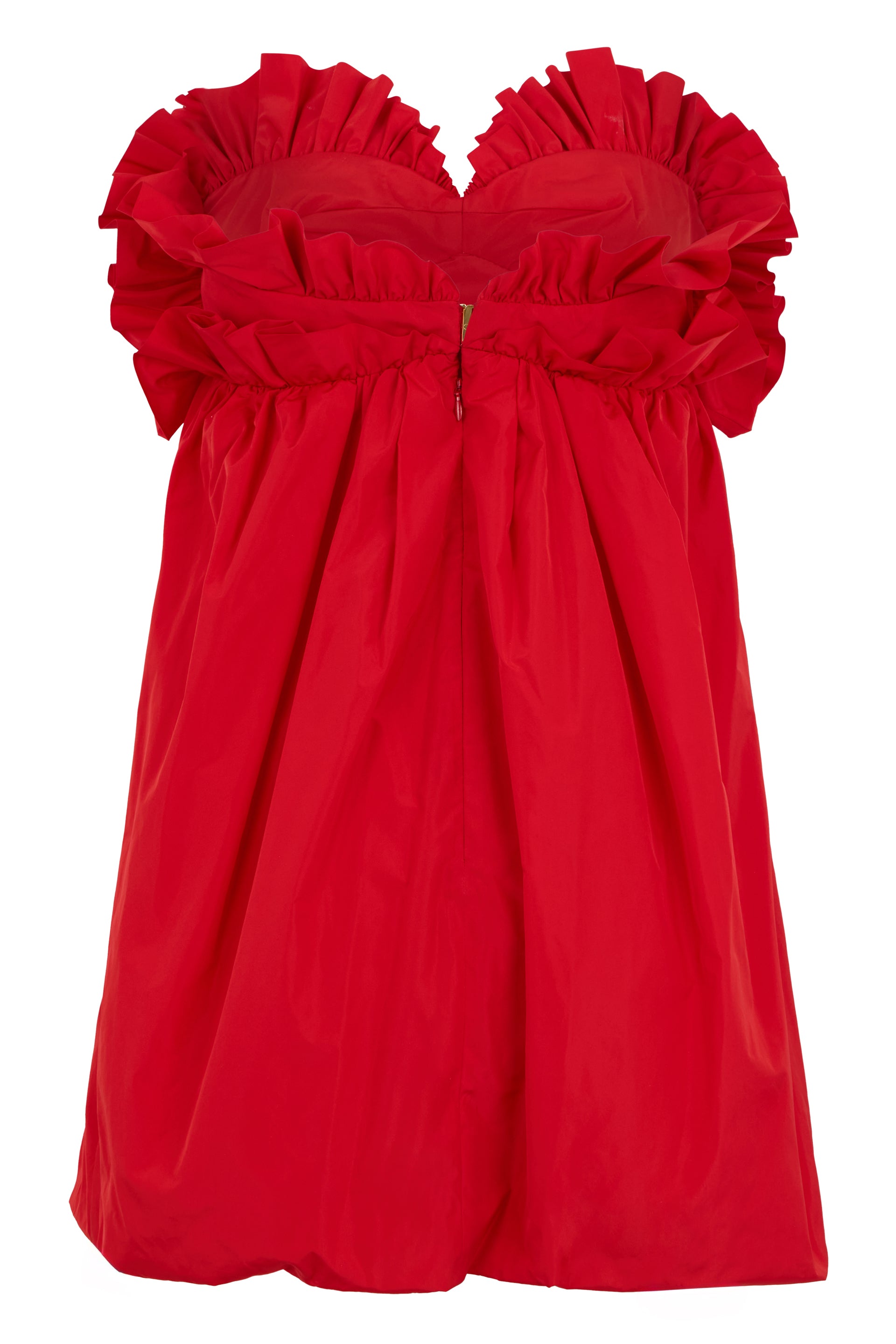 Red mini dress without sleeves, elegant and flowy.