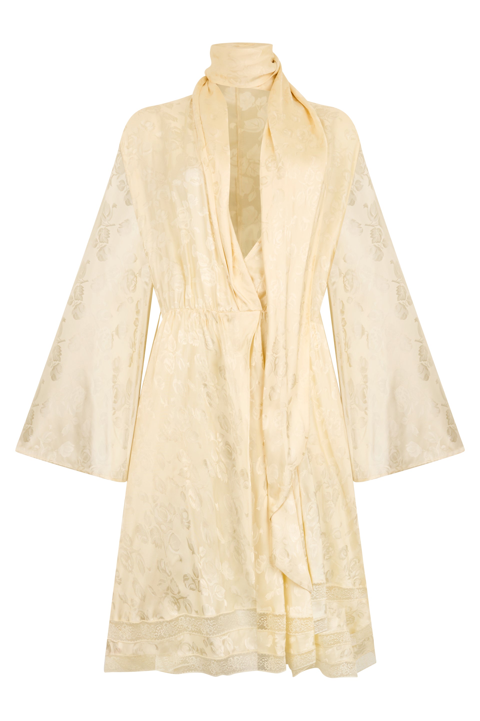 Light yellow elegant dress in soft and versatile fabric.