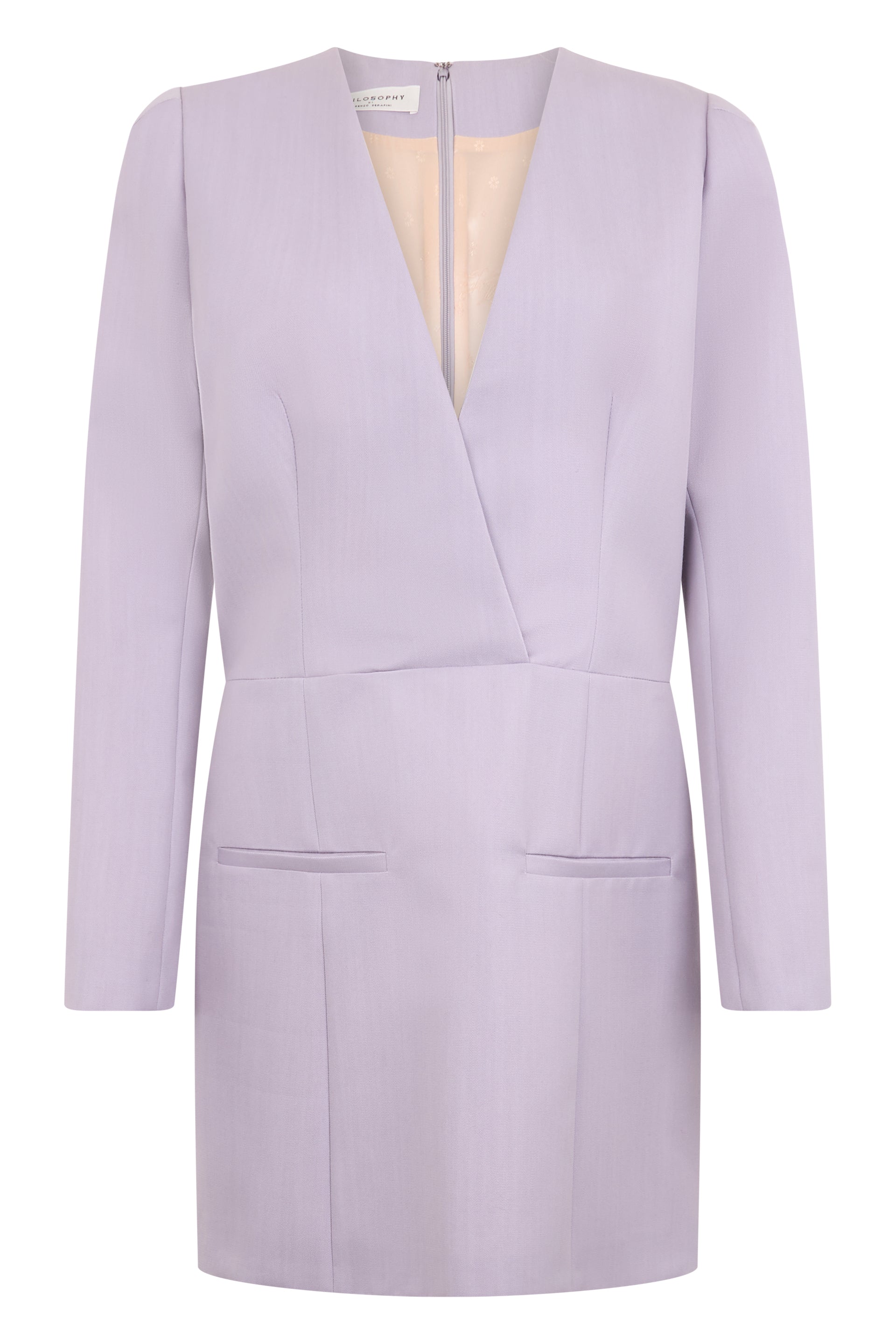 Lilac midi dress with V-neck from minimal and versatile design.