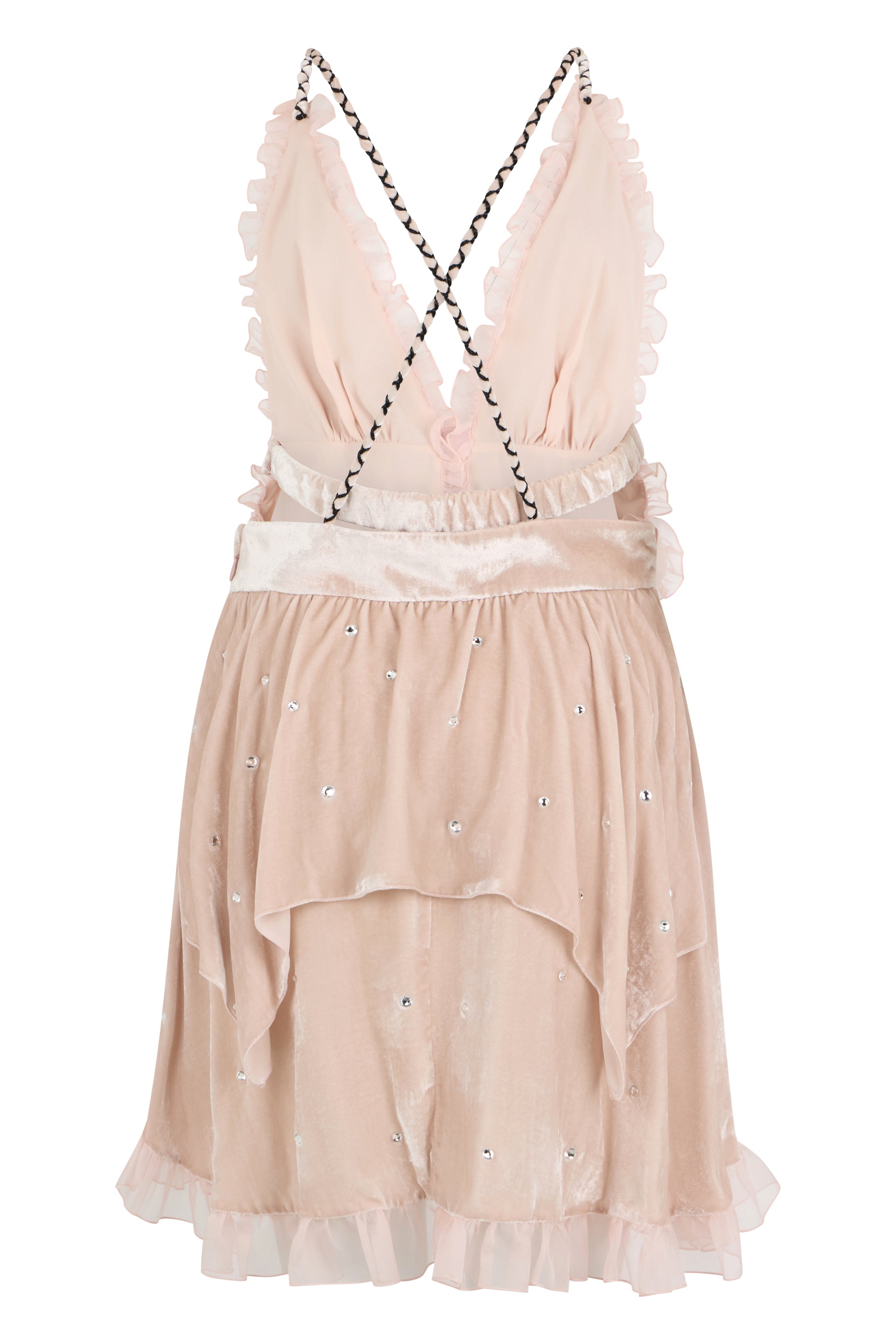 Light pink midi dress with an intricate design.