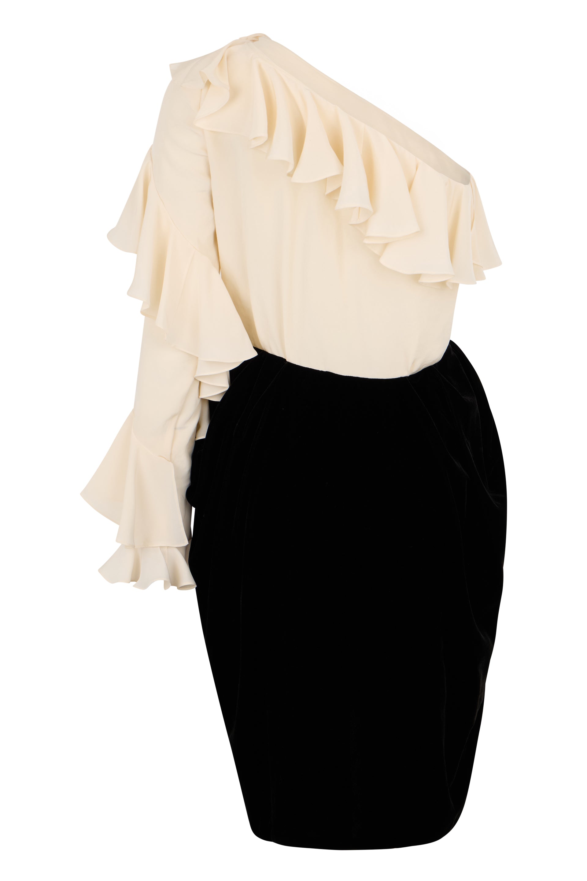 One-shoulder midi dress with refined and chic design.