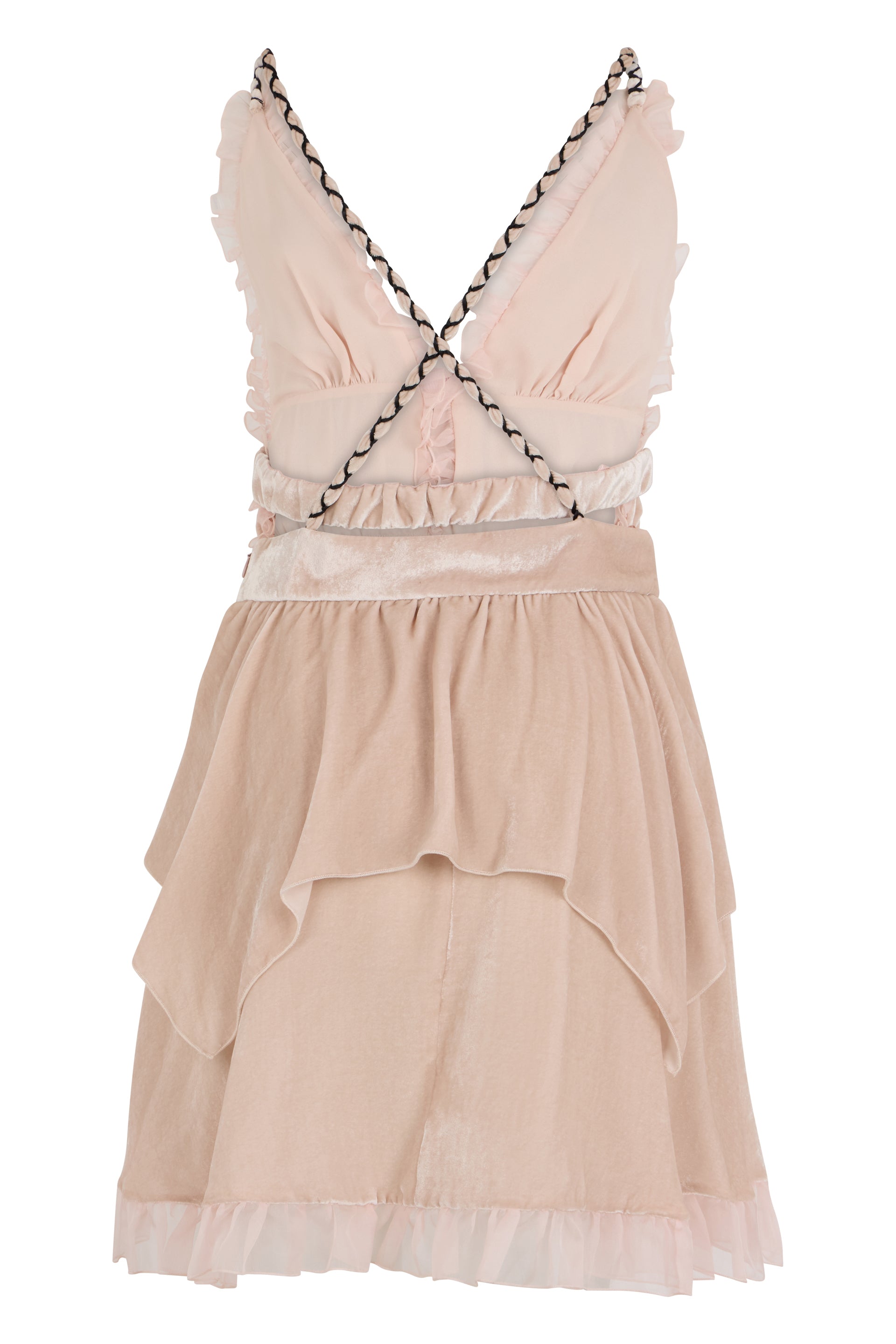 Beige midi dress with V-neck and elegant, versatile design.