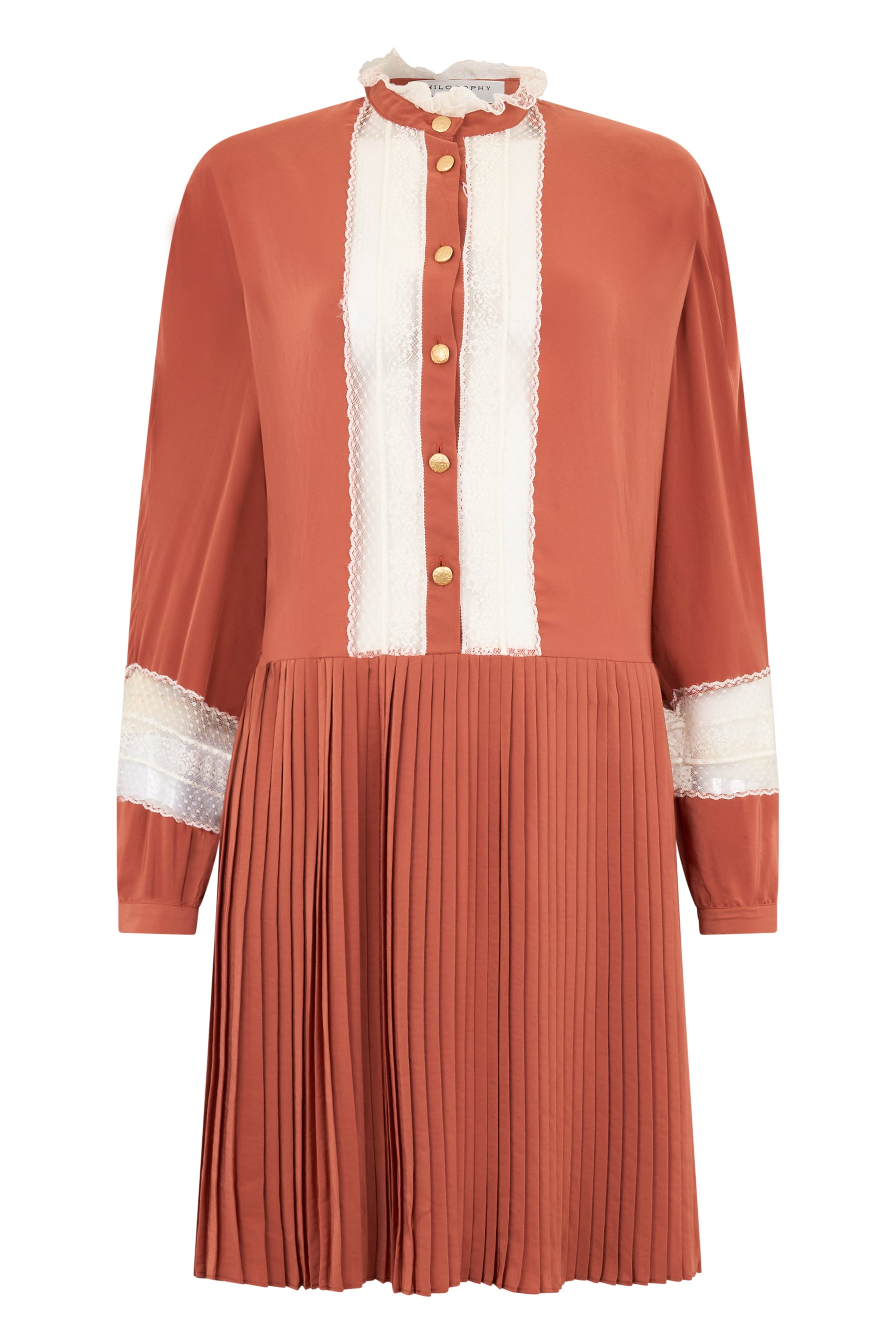 Midi dress in copper color with versatile design.