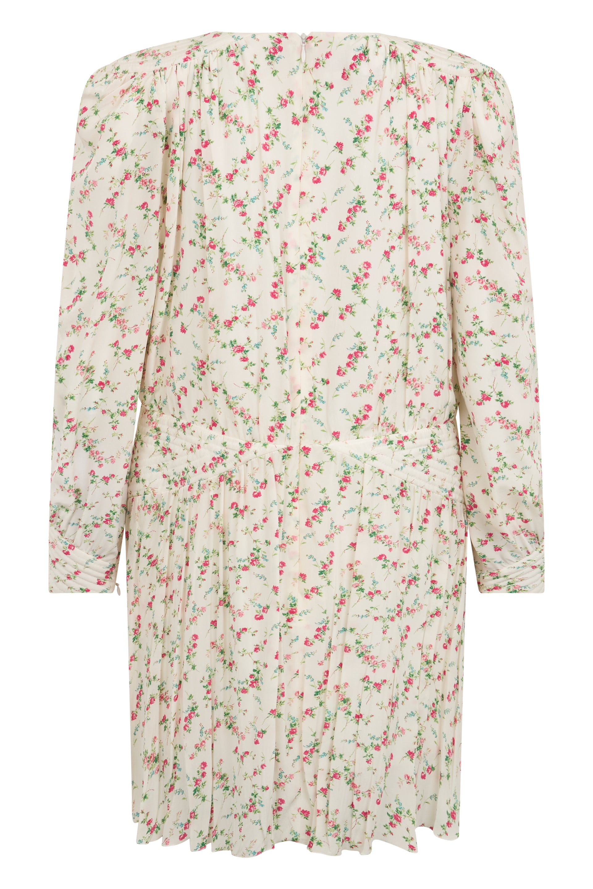 White midi dress oanna with floral pattern.