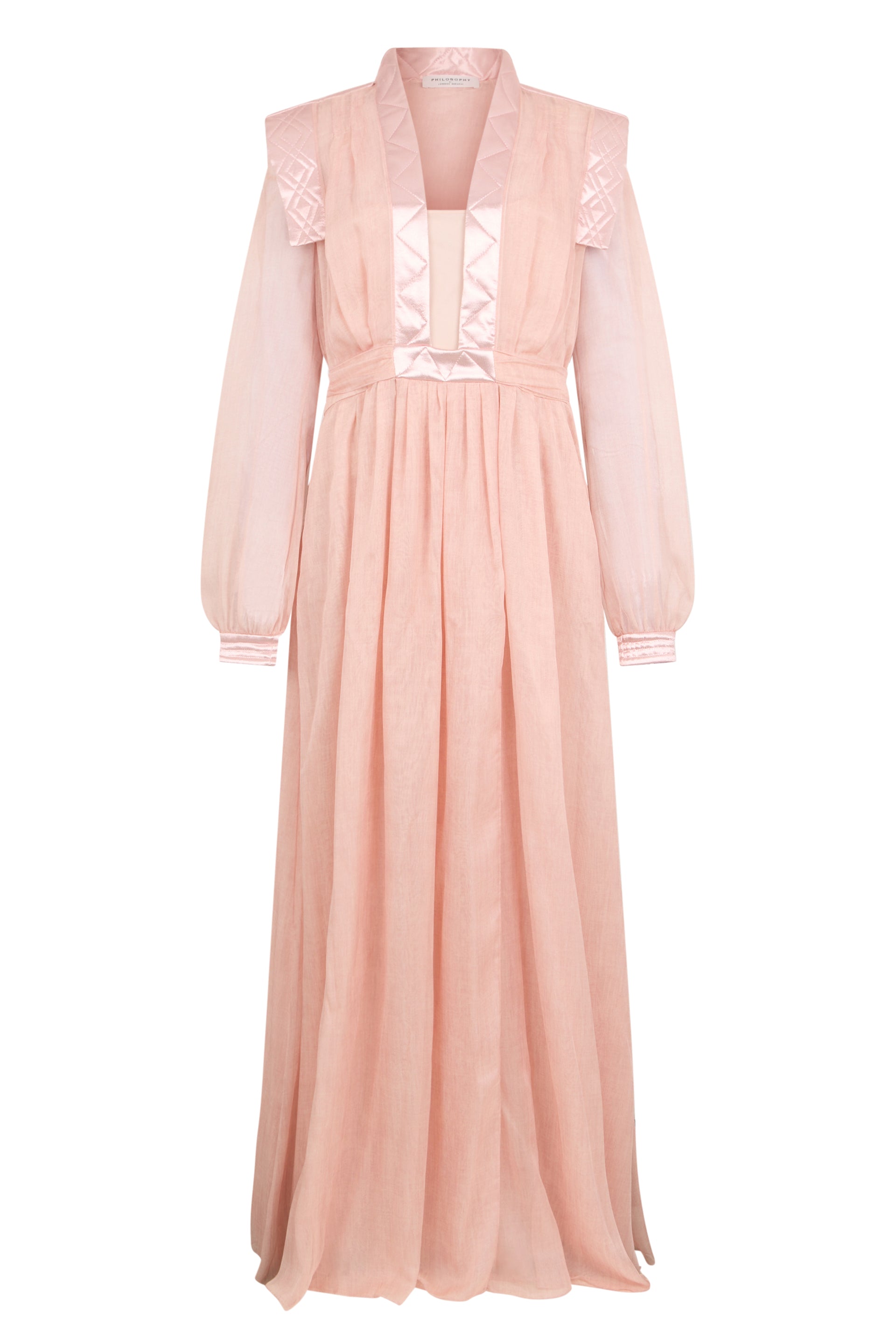 Long pink dress with minimal and refined design.