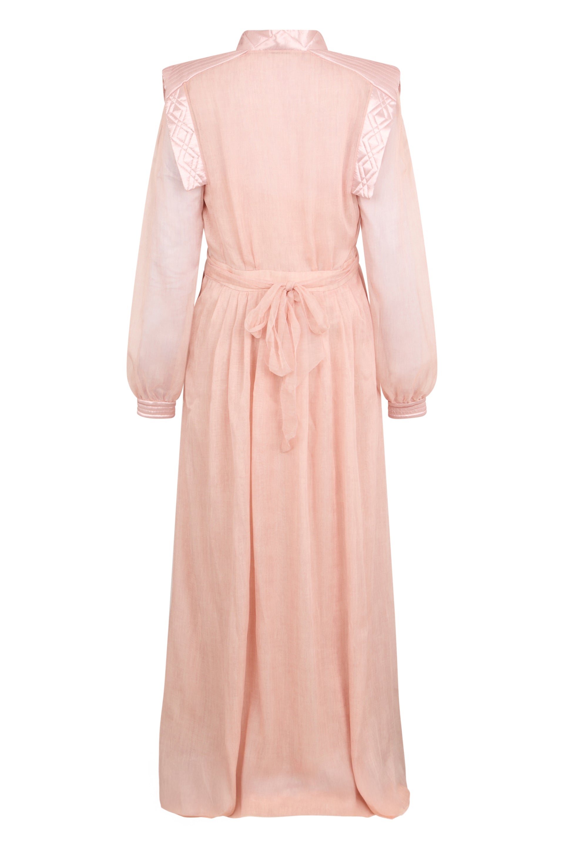 Long pink dress with minimal and refined design.