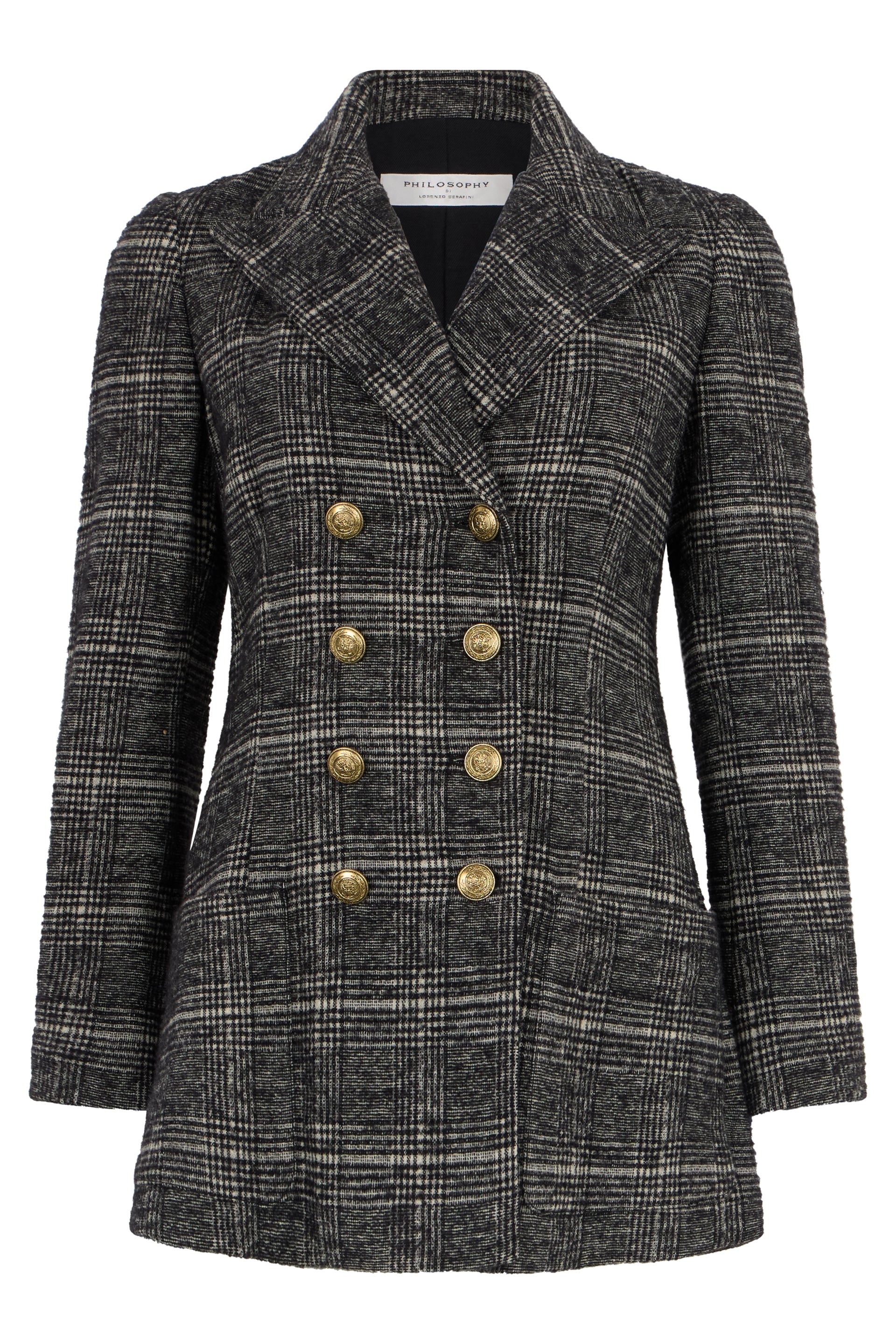 Elegant and practical checked winter coat.