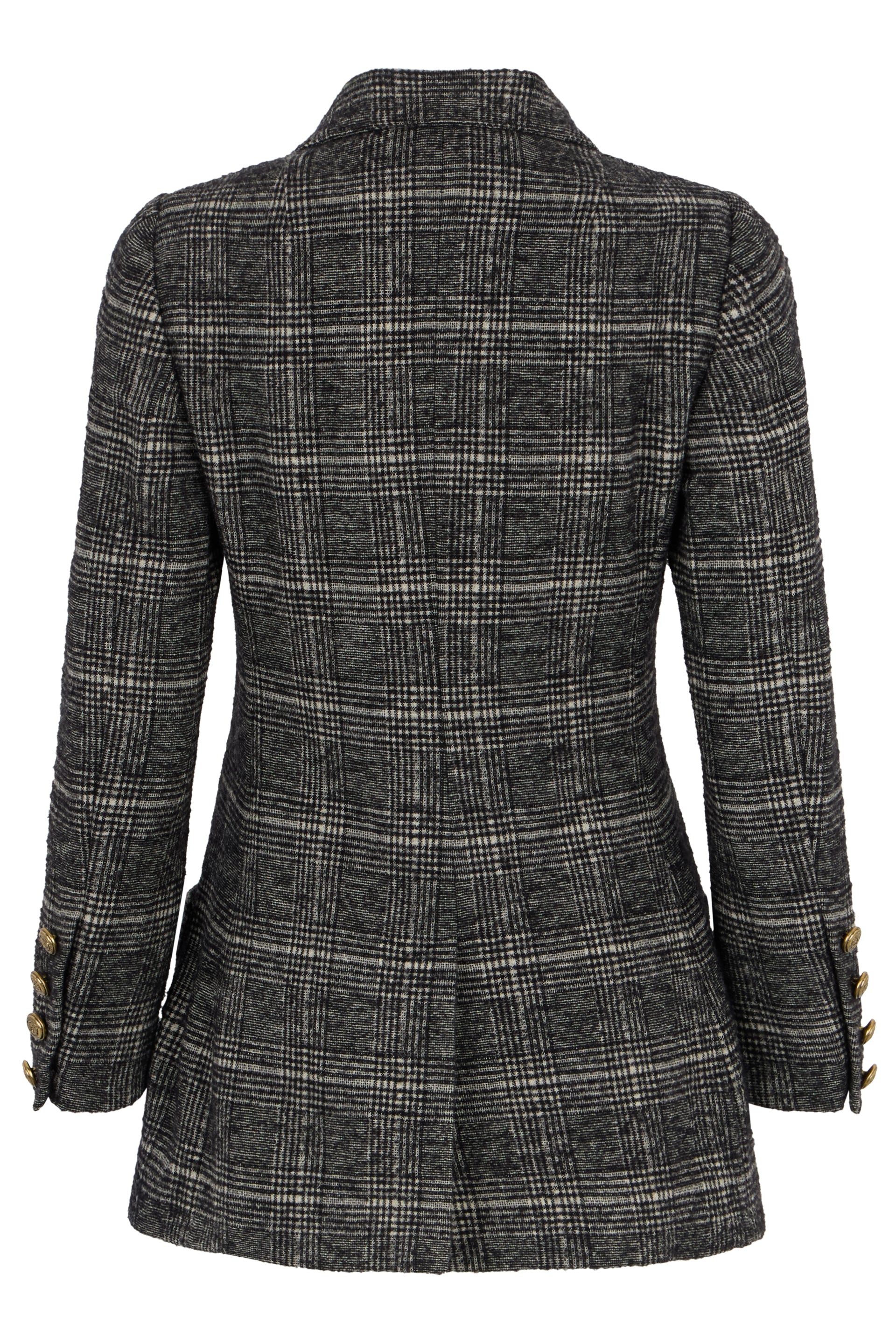 Elegant and practical checked winter coat.