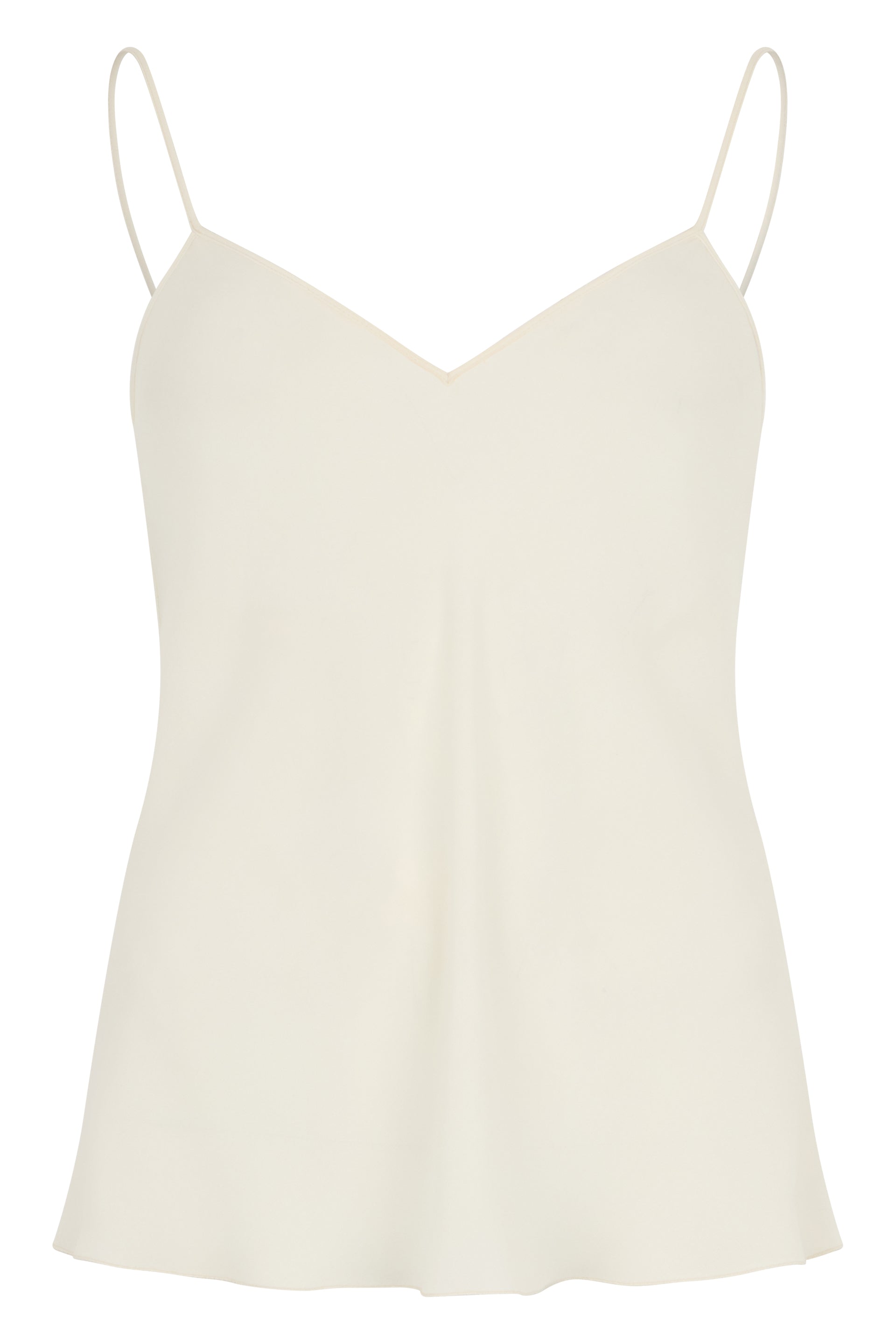Light white top with thin straps and a neckline.