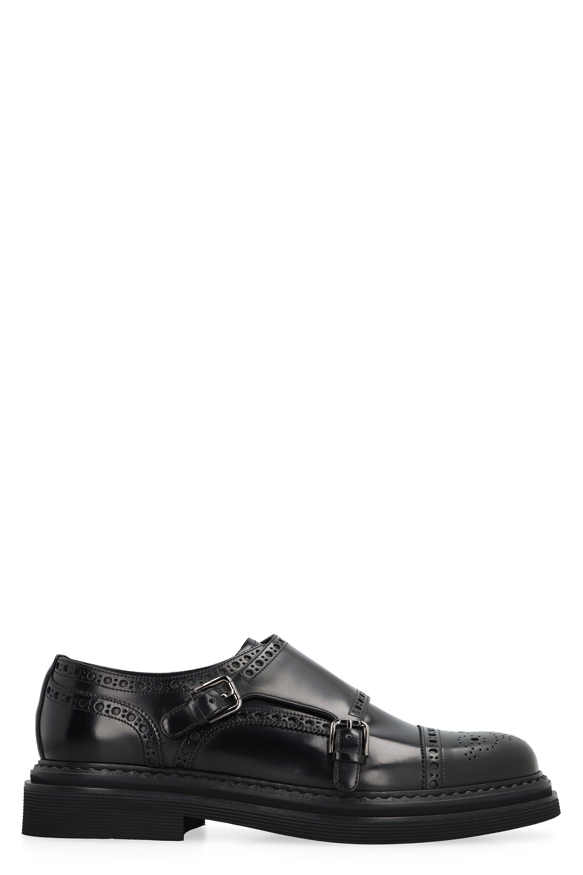 Leather monk-strap shoes