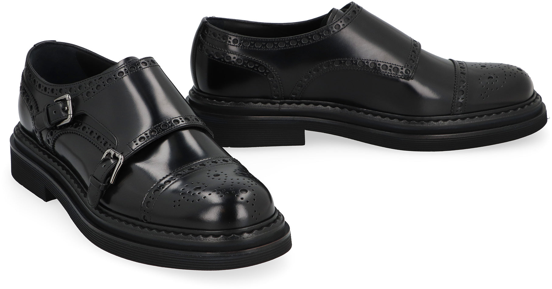 Leather monk-strap shoes