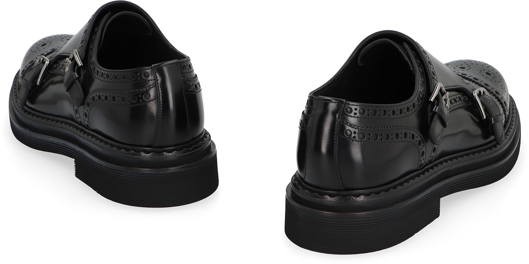 Leather monk-strap shoes