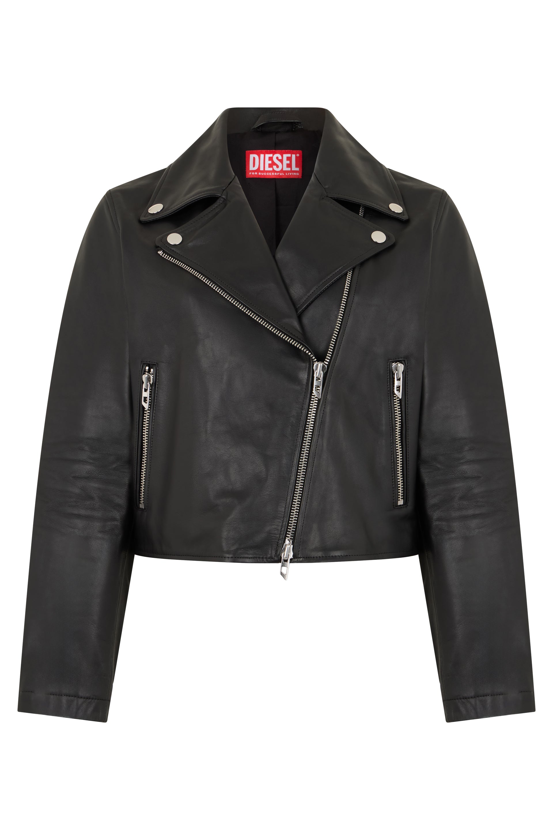Leather jacket with zipper