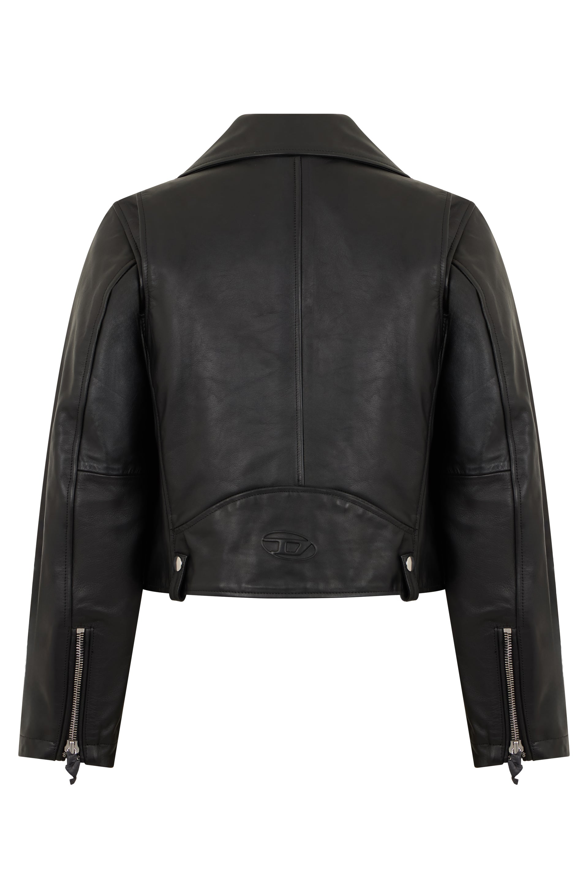 Leather jacket with zipper