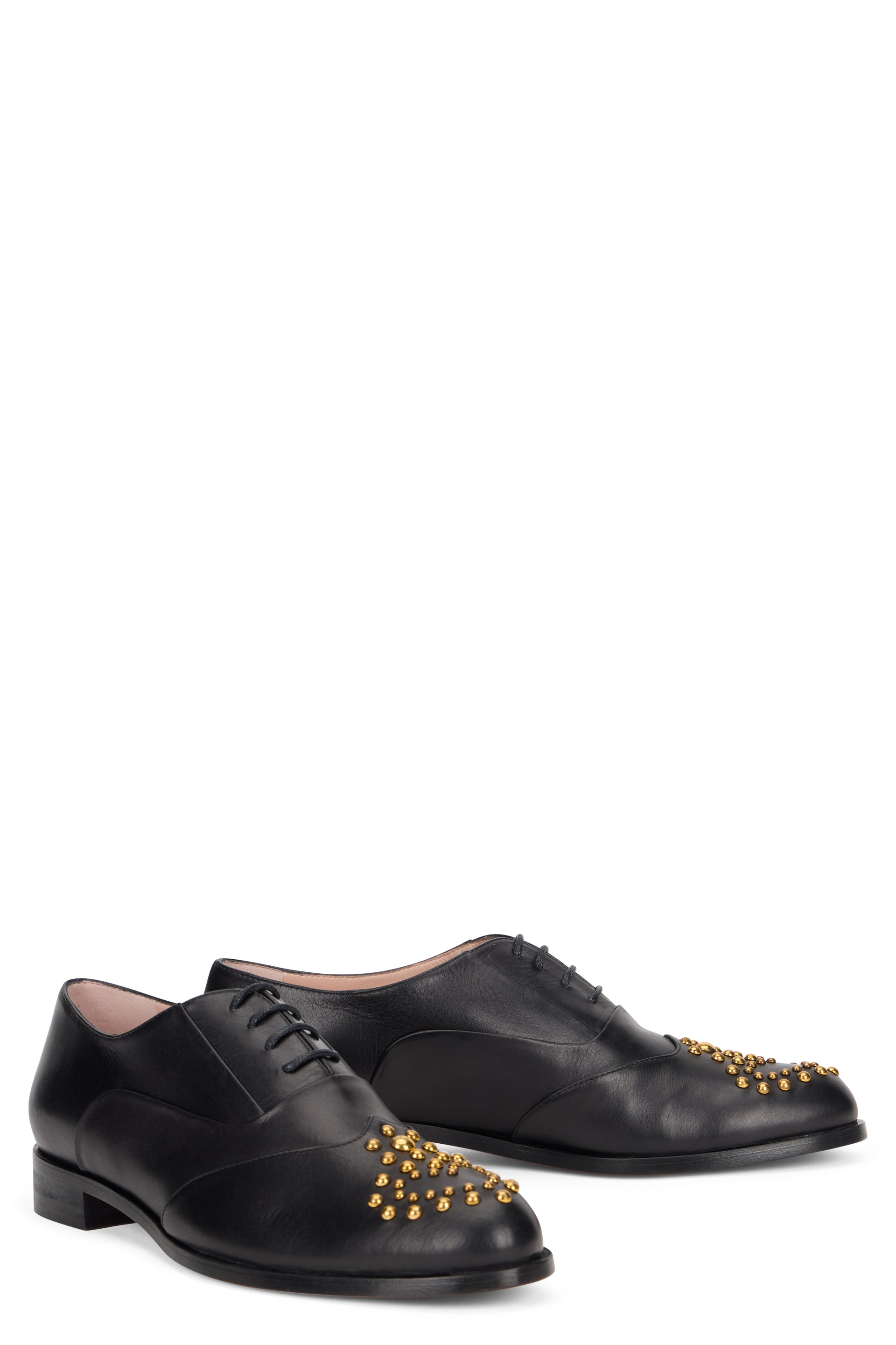Elegant black leather shoes with sophisticated and chic design.
