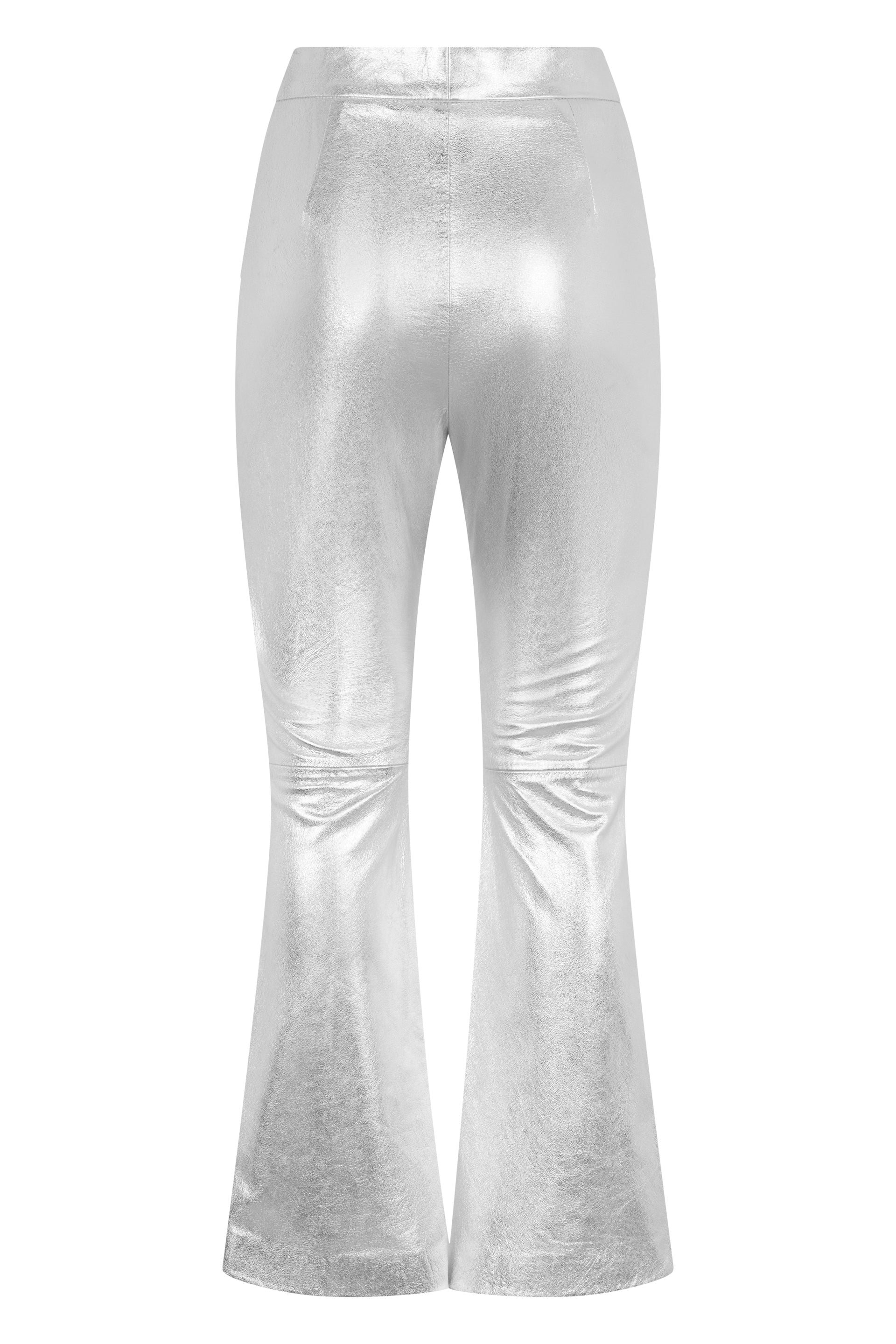 Flared pants in silver color with elegant design.
