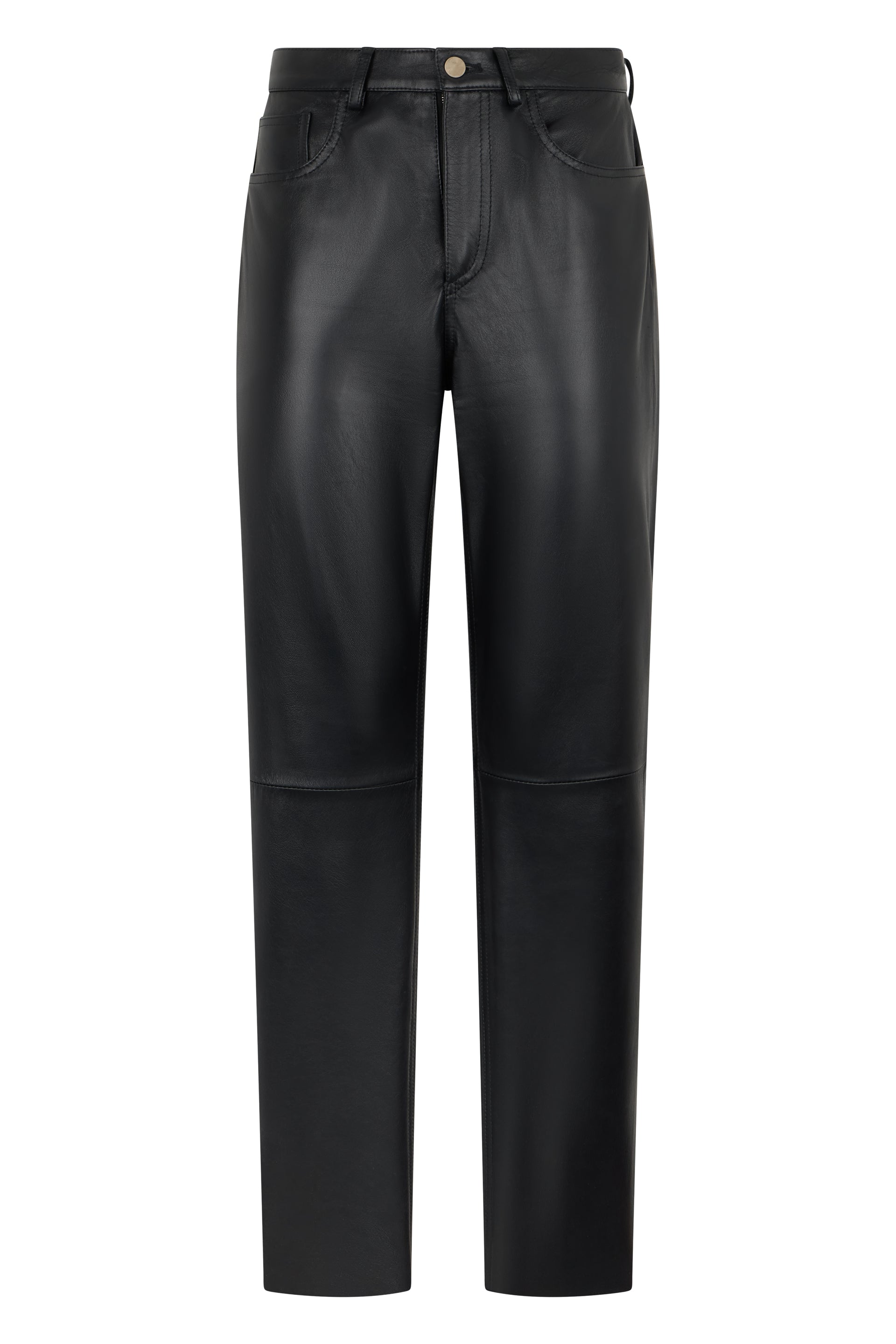 Black leather pants, casual and versatile.