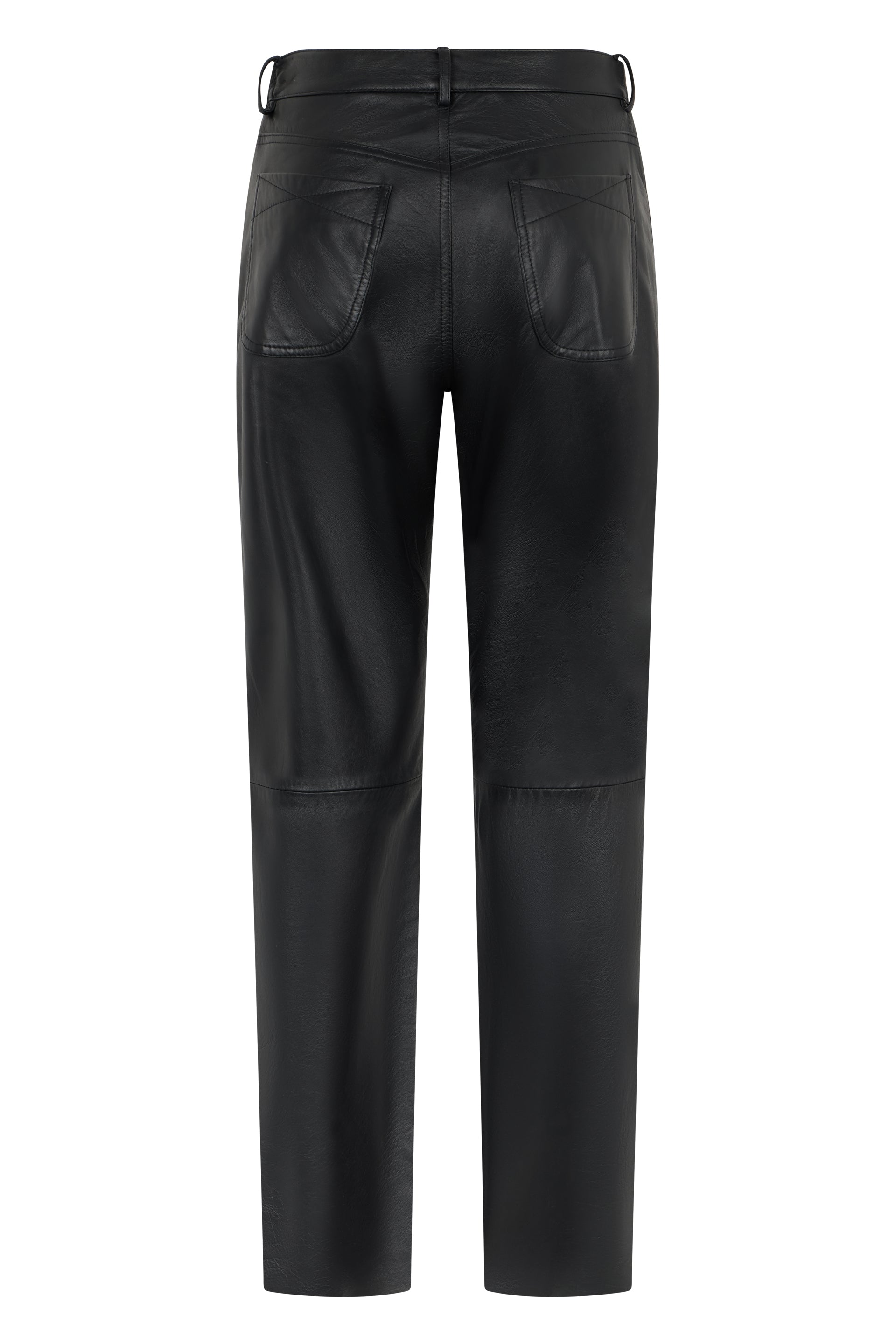 Black leather pants, casual and versatile.