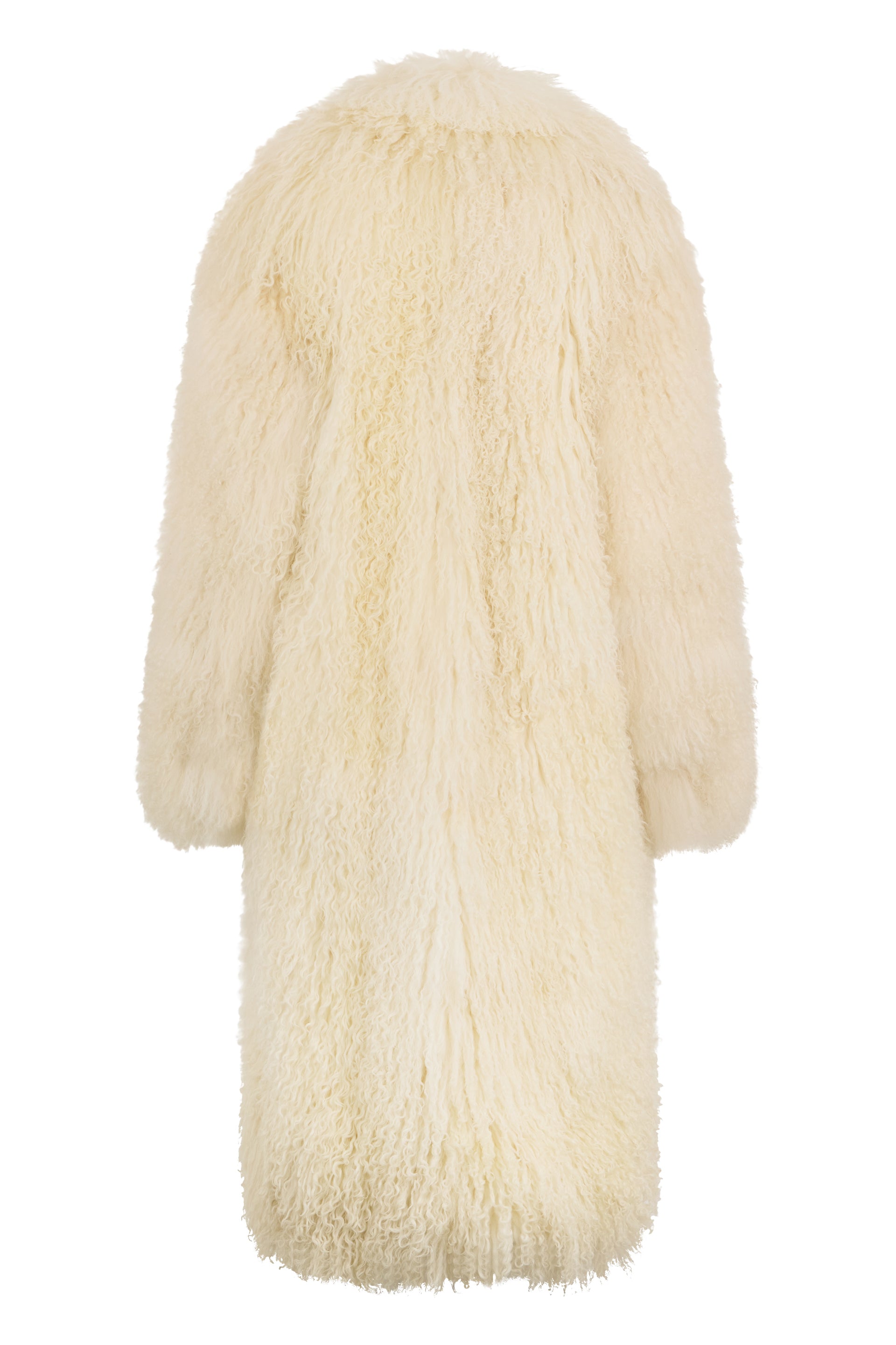 Oversized long coat in cream white with elegant and versatile design.