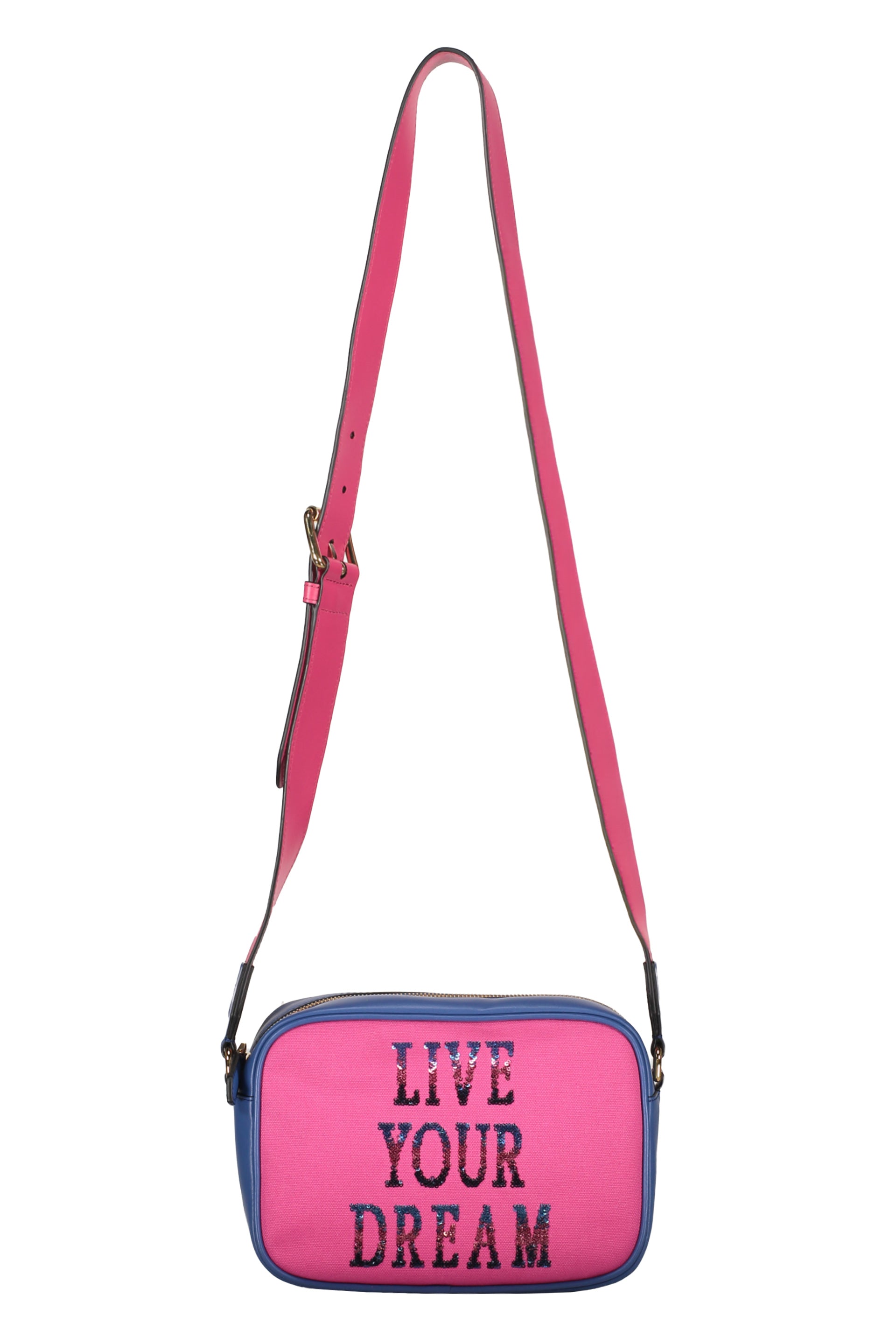 Leather and canvas crossbody bag