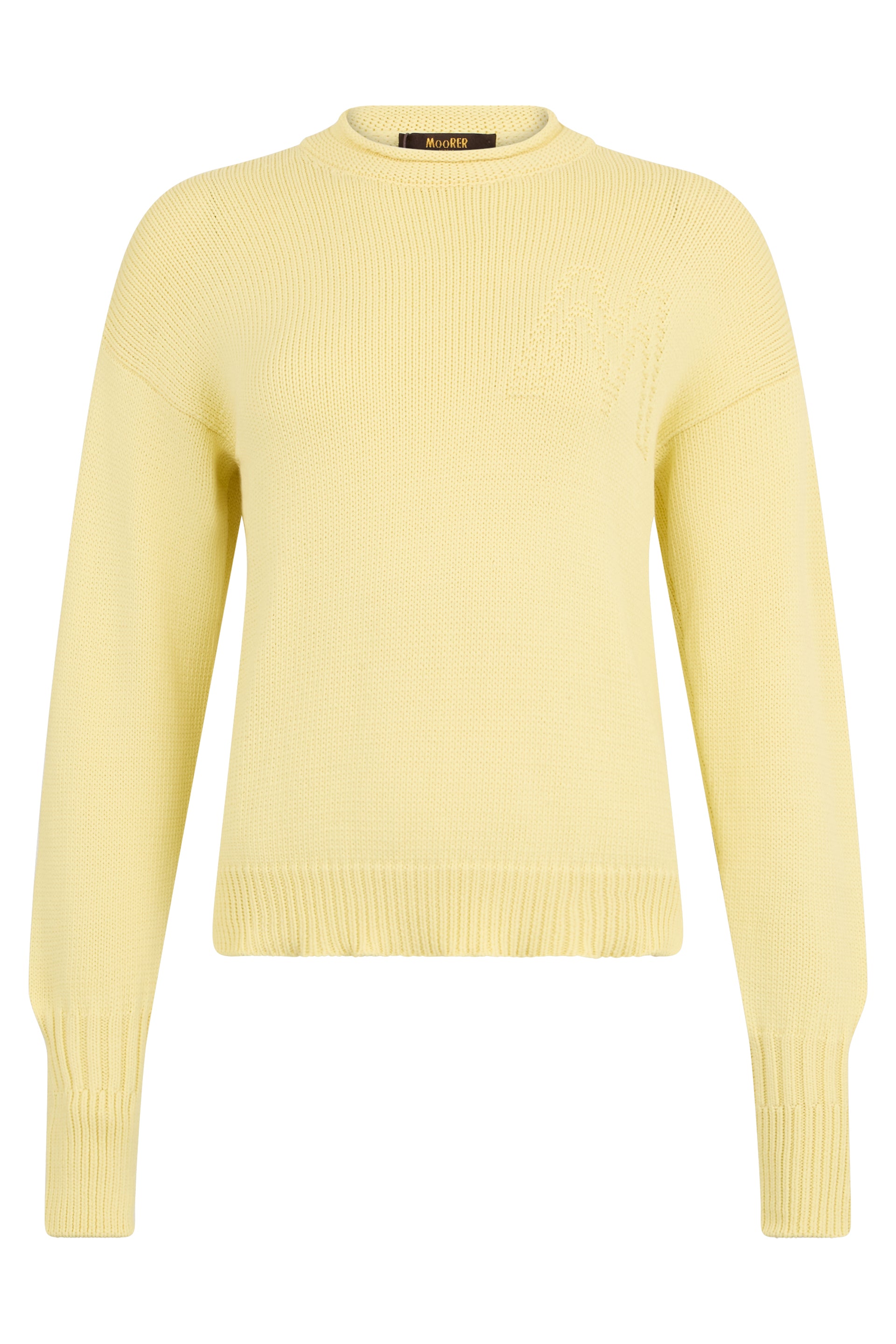 Light yellow sweater with long sleeves.