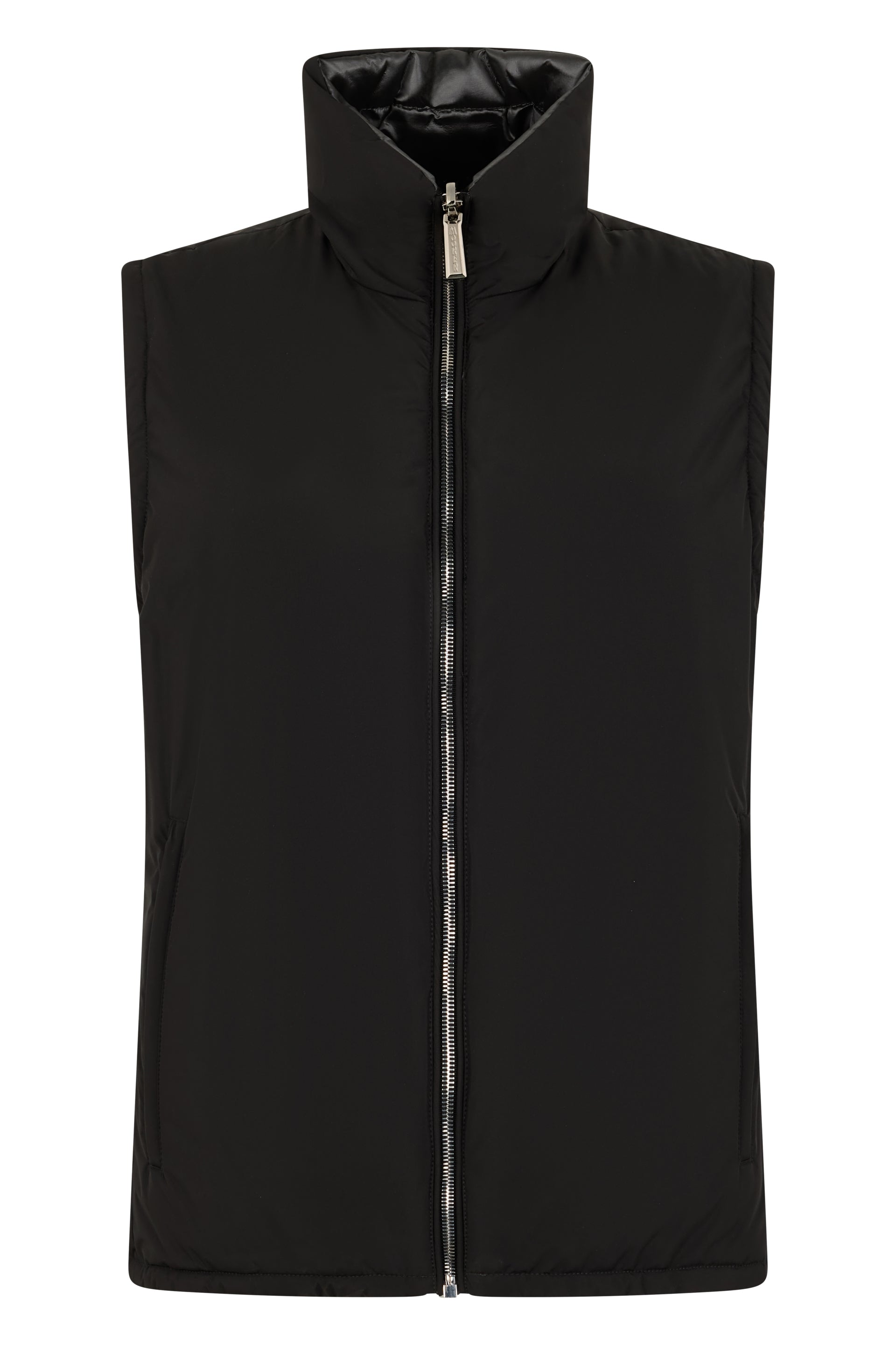 Black elegant vest without sleeves with zipper