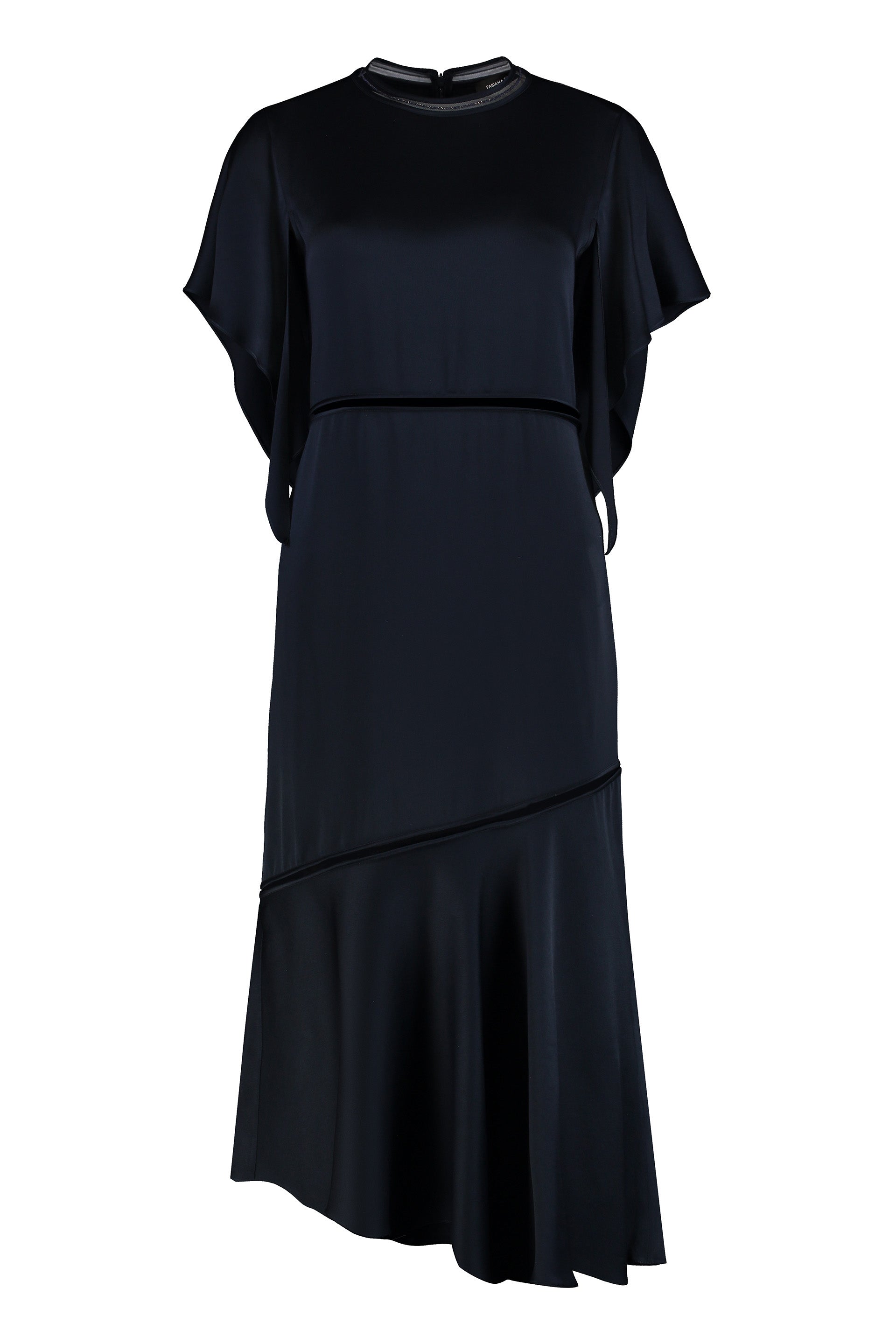 Midi dress in green satin