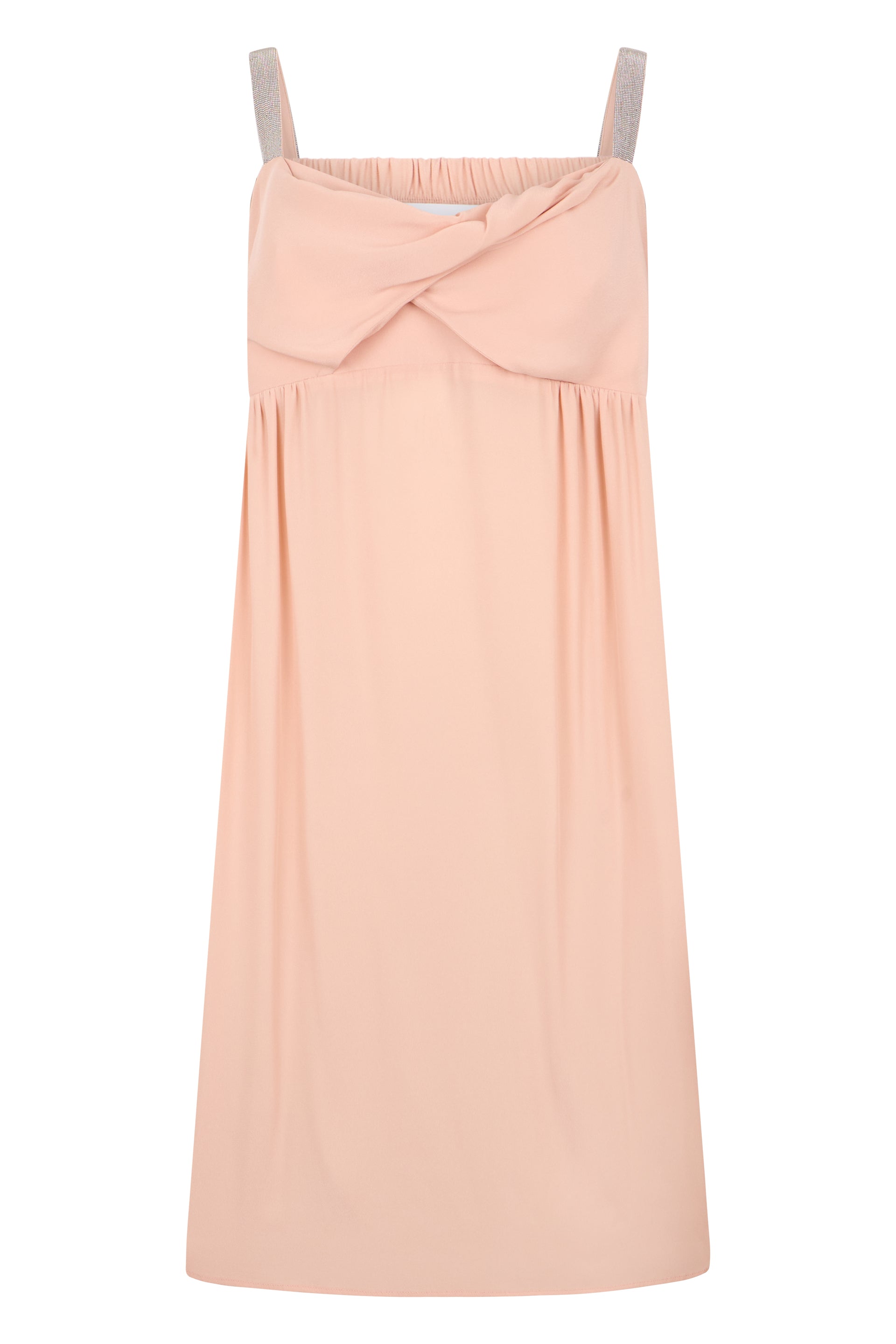 Elegant and versatile light pink midi dress.