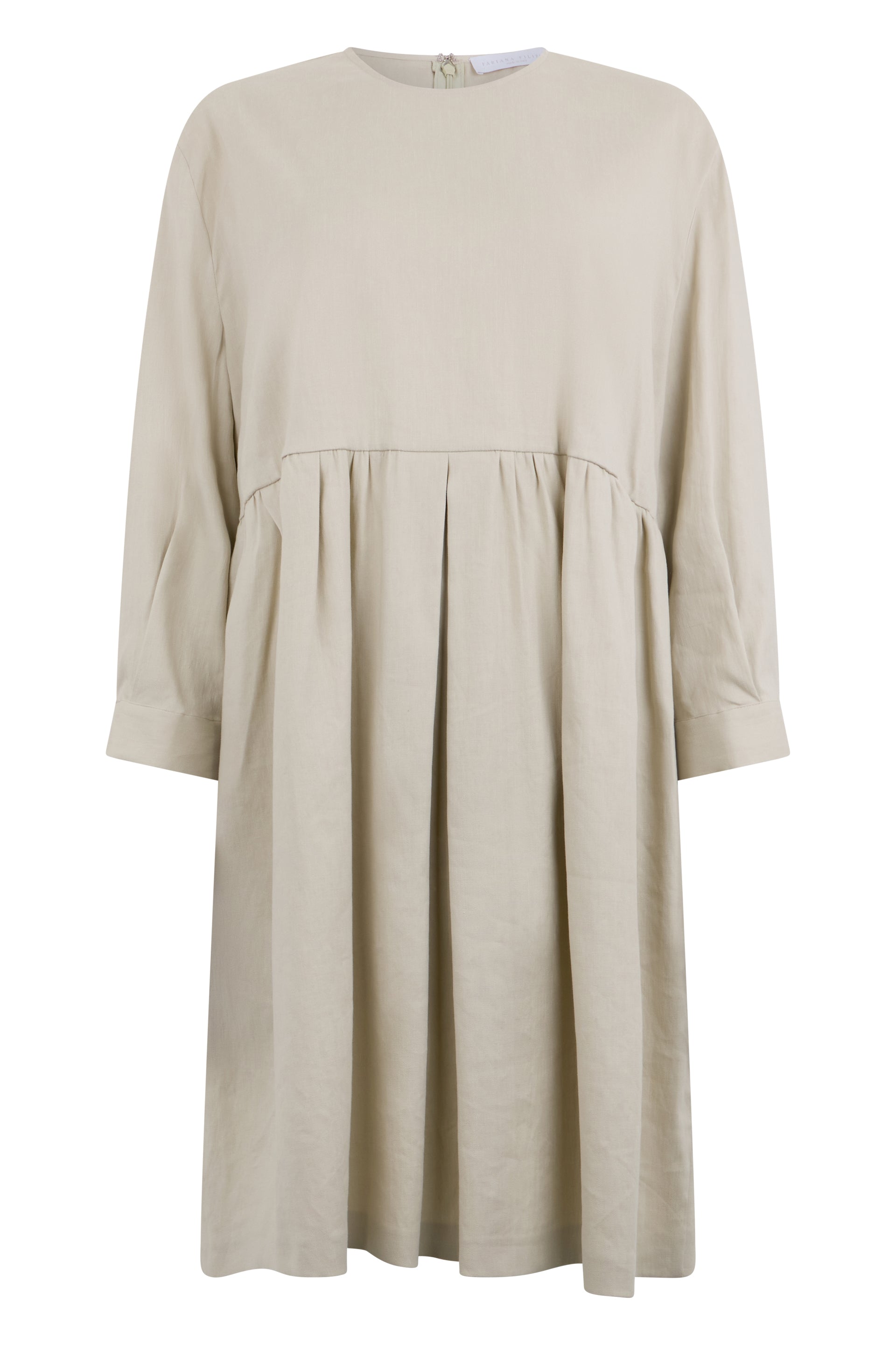 Modern beige dress with three-quarter sleeves