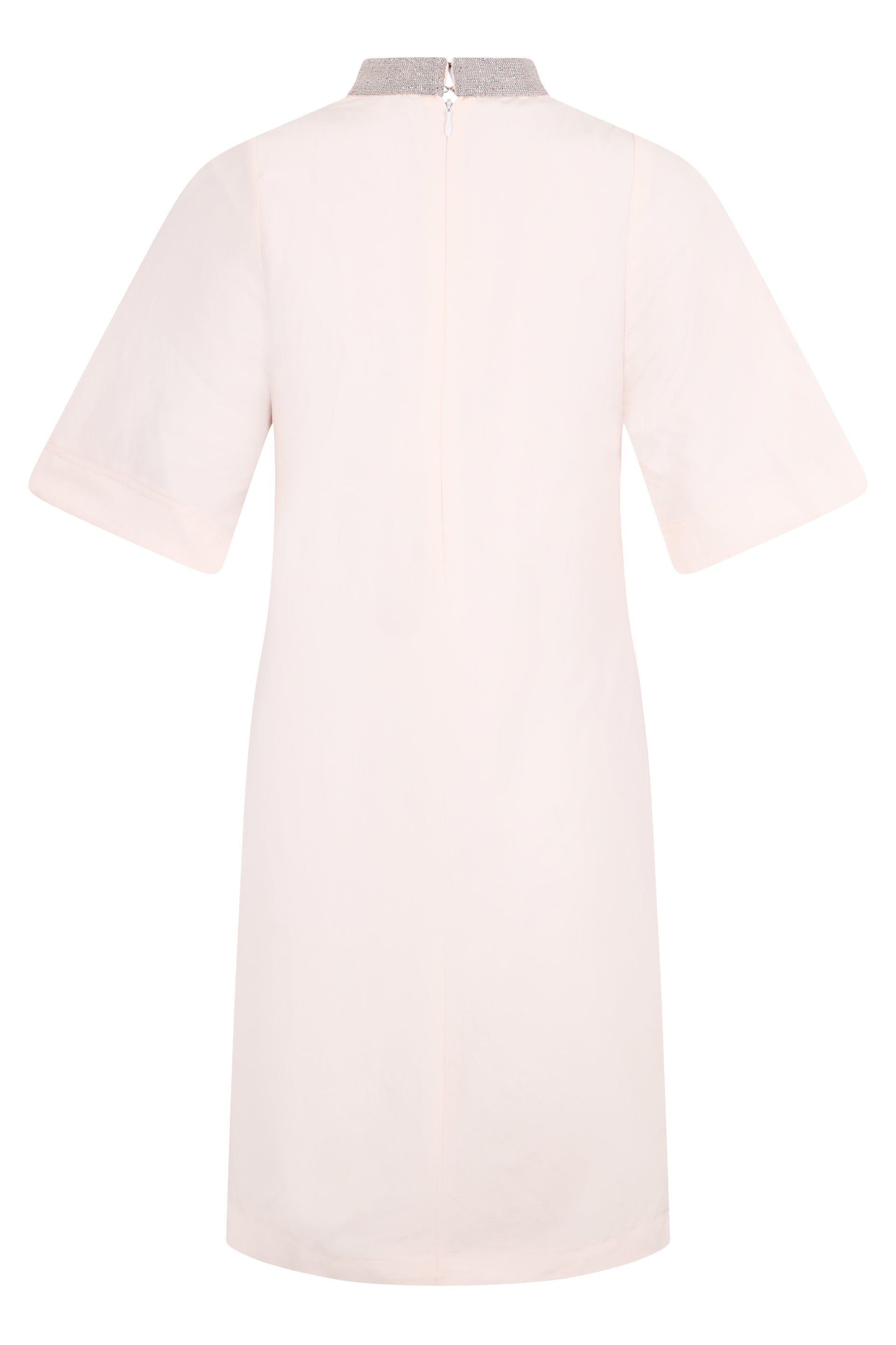 White summer dress elegant with short sleeves.
