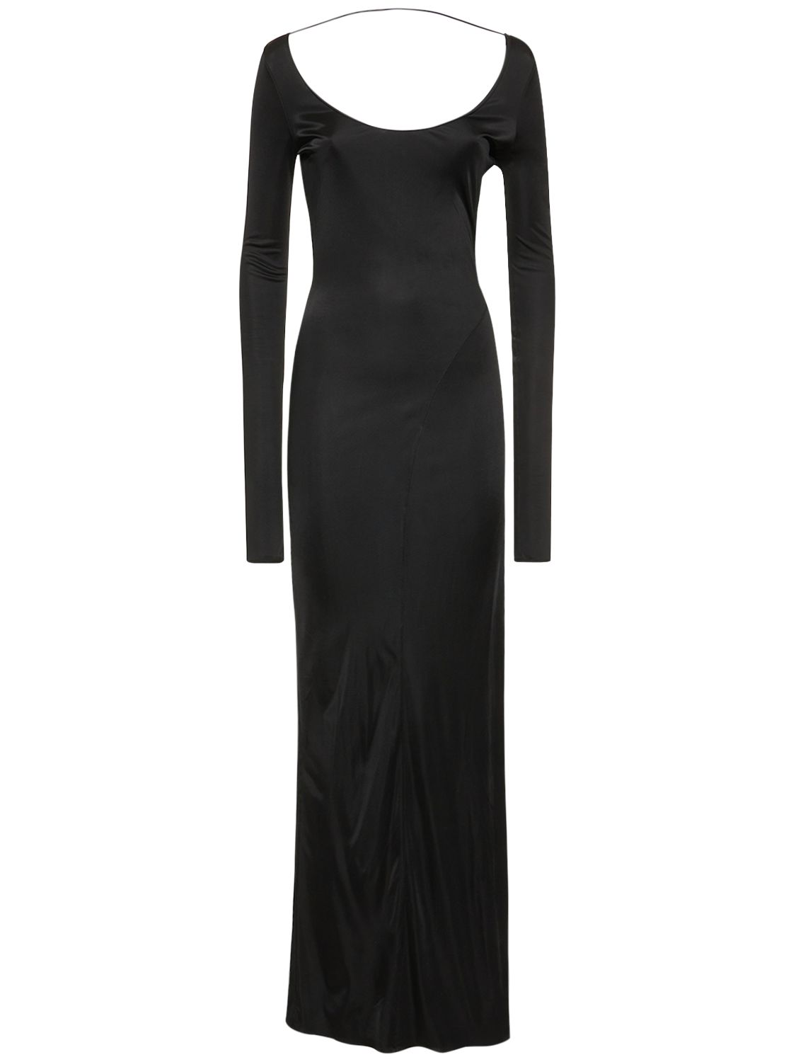 Long fitted dress in elegant black fabric