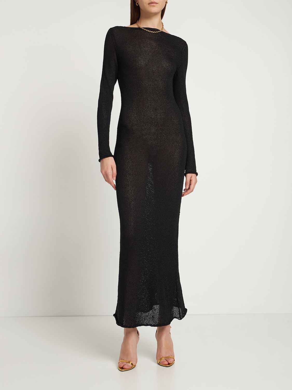 Elegant black slim fit long dress